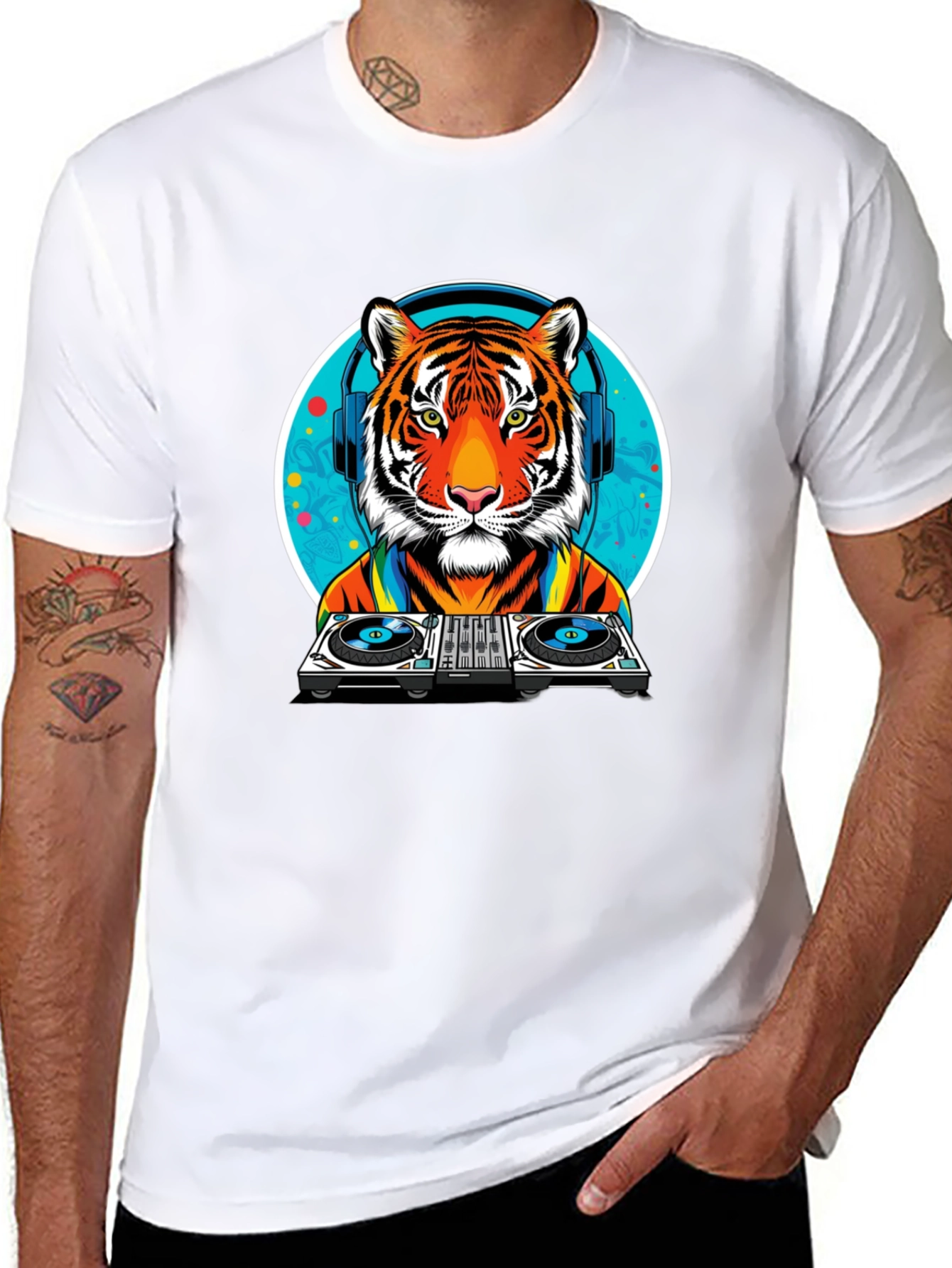 DJ Tiger Graphic Tee - Cool Animal Print