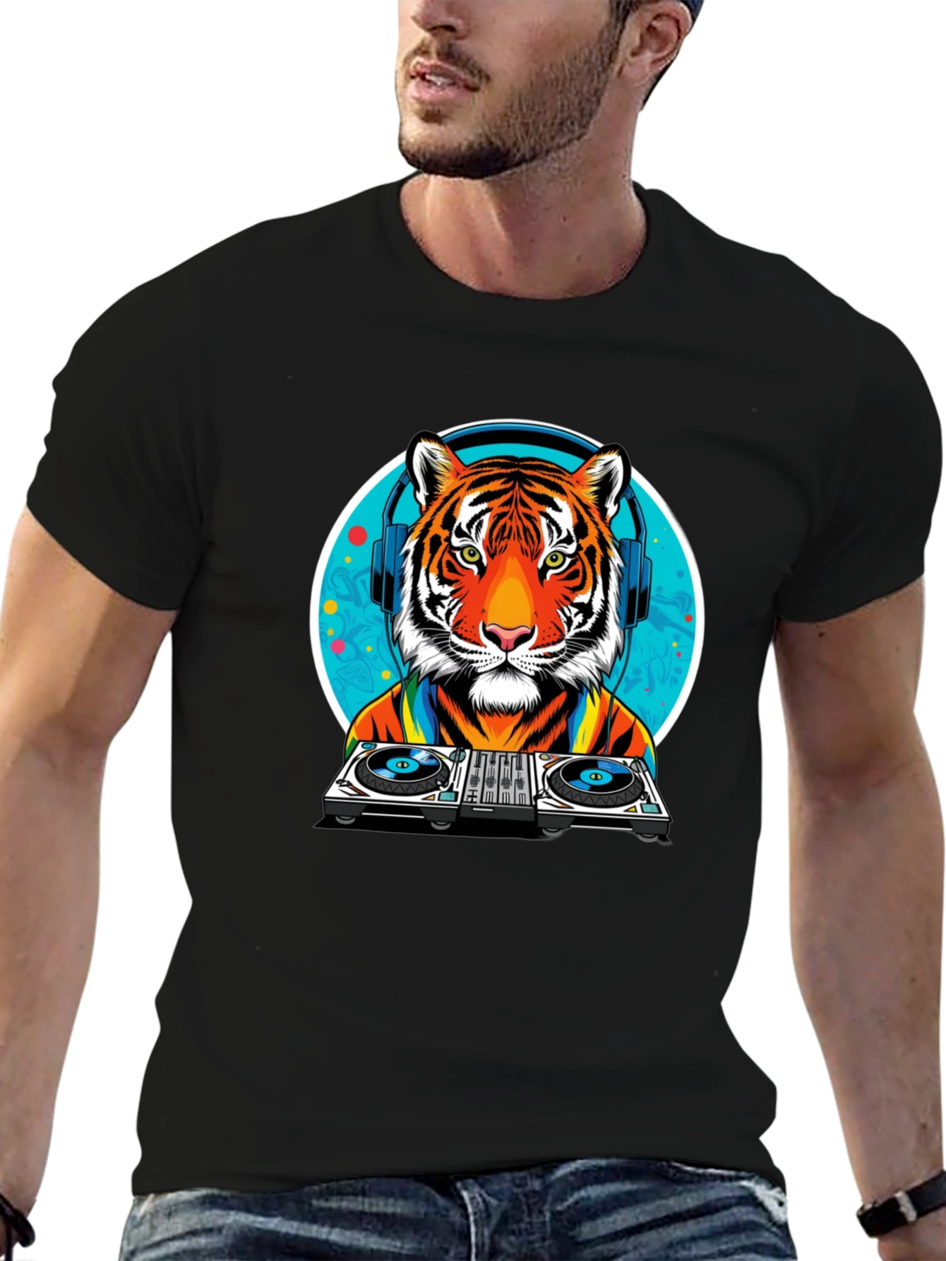 DJ Tiger Graphic Tee - Cool Animal Print
