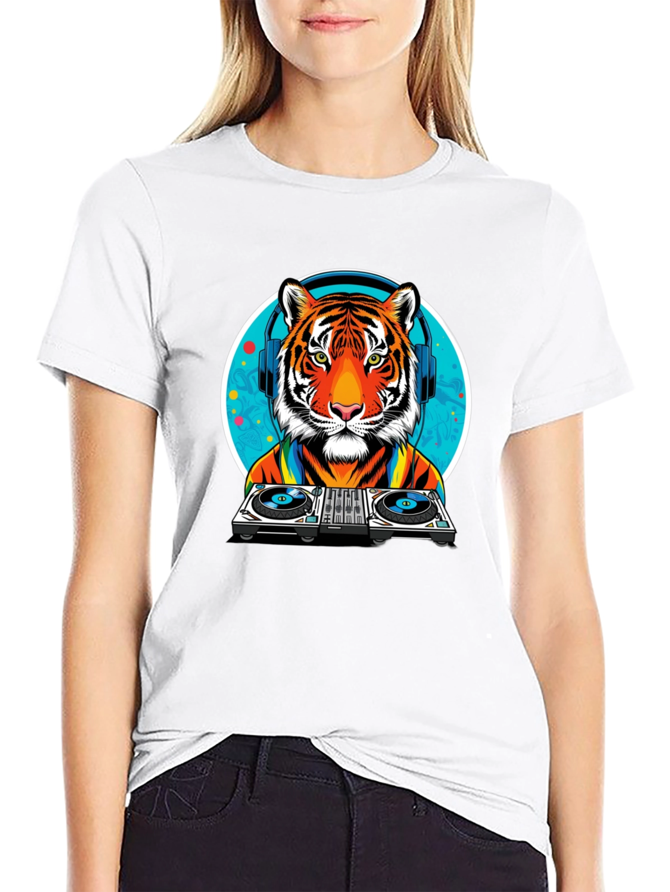 DJ Tiger Graphic Tee - Cool Animal Print