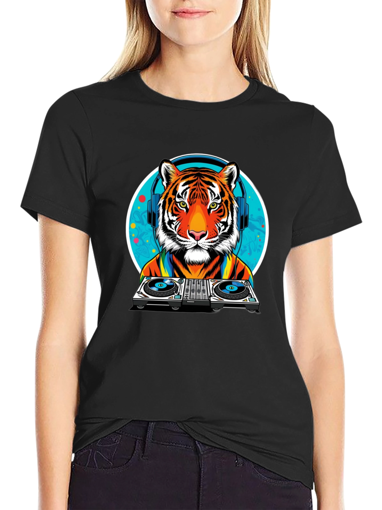 DJ Tiger Graphic Tee - Cool Animal Print