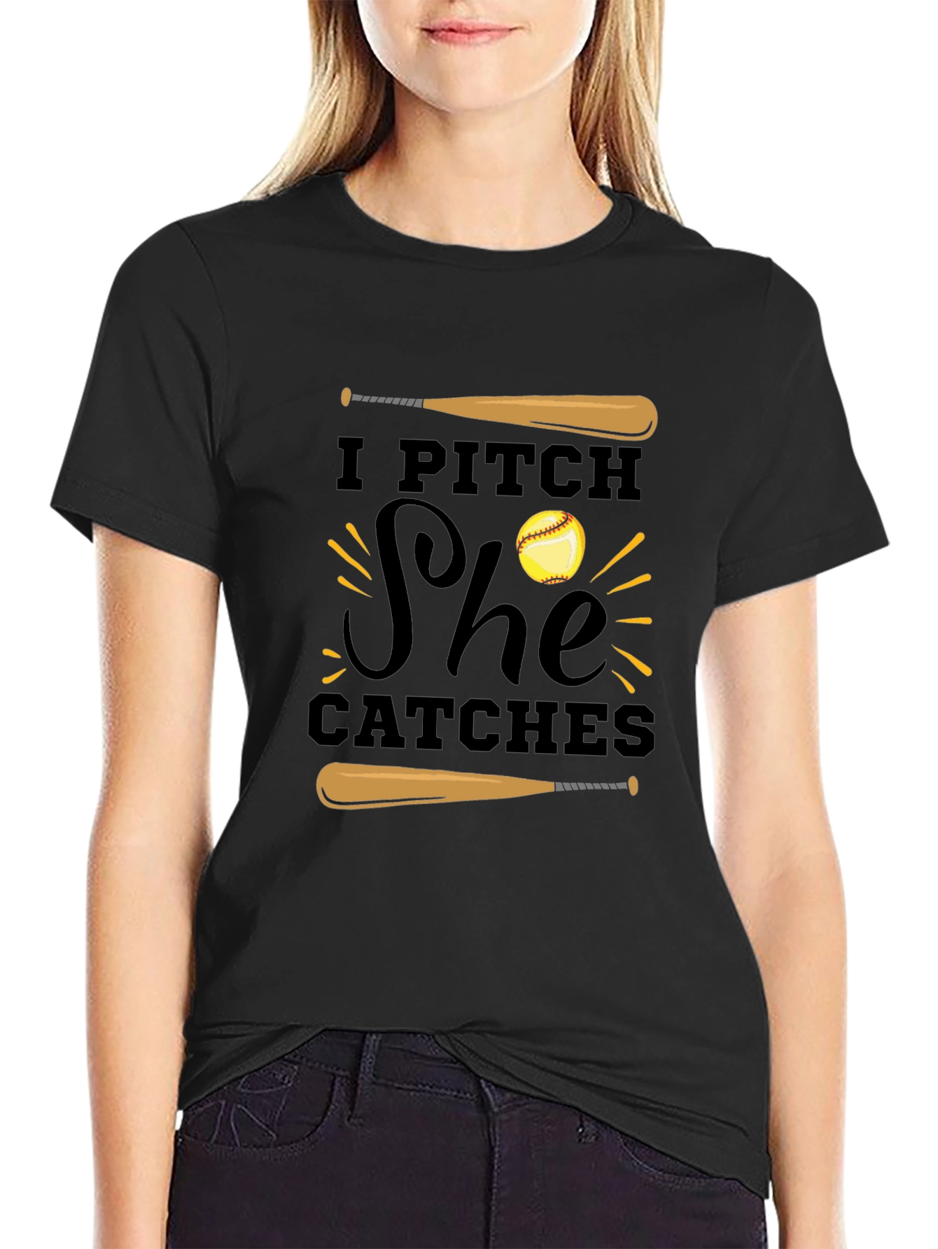 I Pitch She Catches Graphic T-Shirt