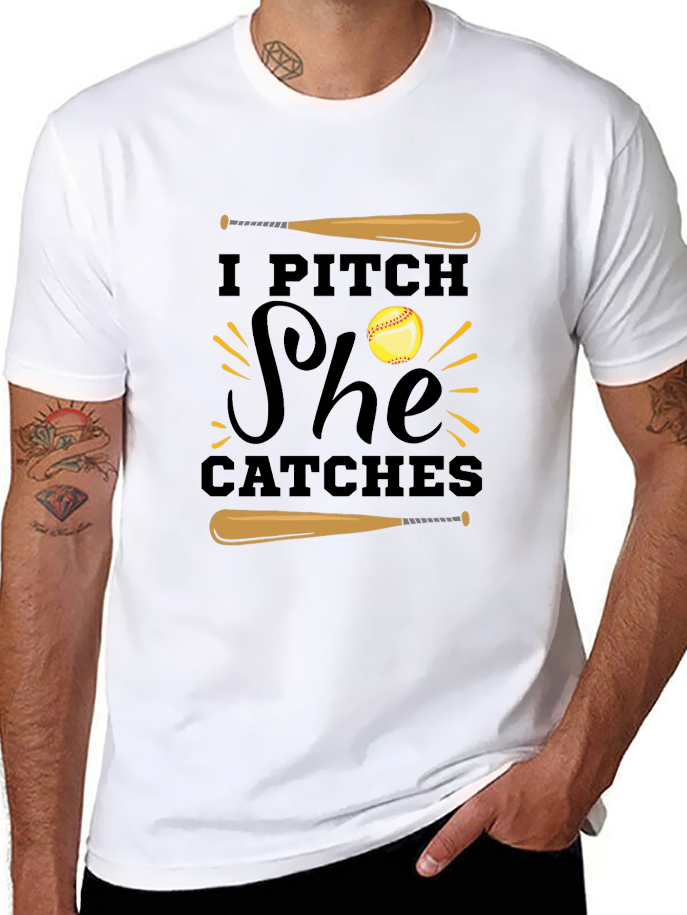 I Pitch She Catches Graphic T-Shirt