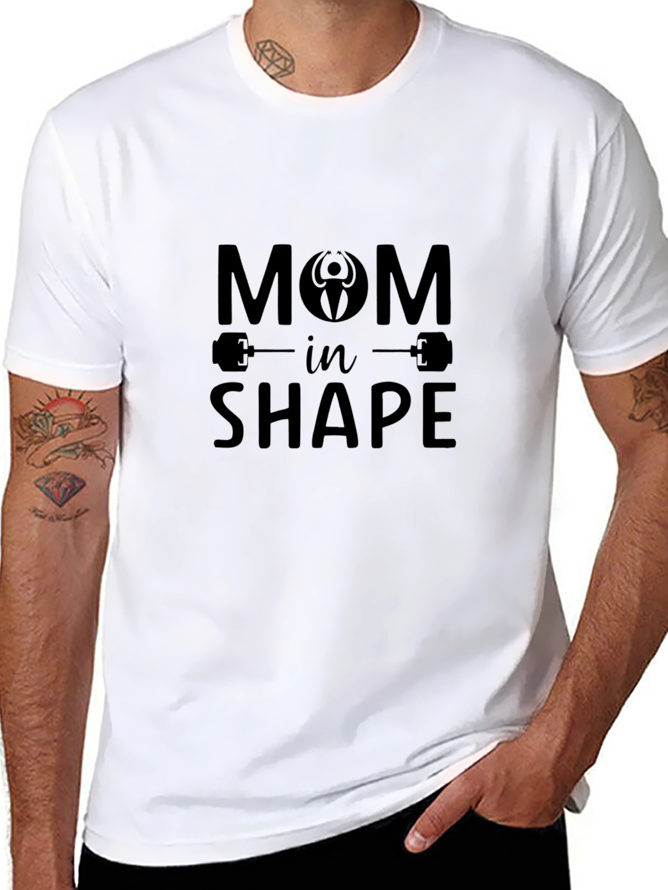 Mom in Shape Black Graphic T-Shirt Fitness Gym Tee