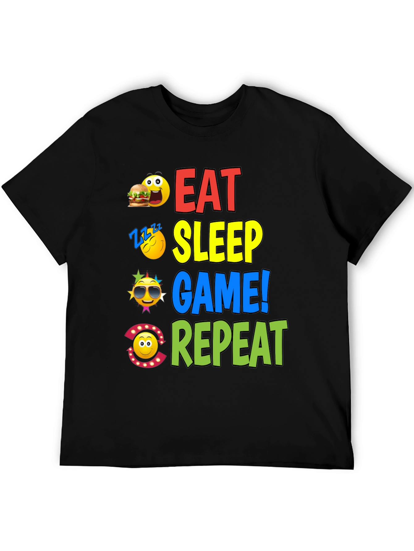 Eat Sleep Game Repeat Graphic T-Shirt