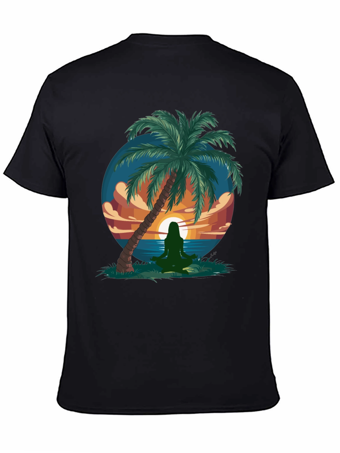 Meditative Beach Scene Graphic T-Shirt