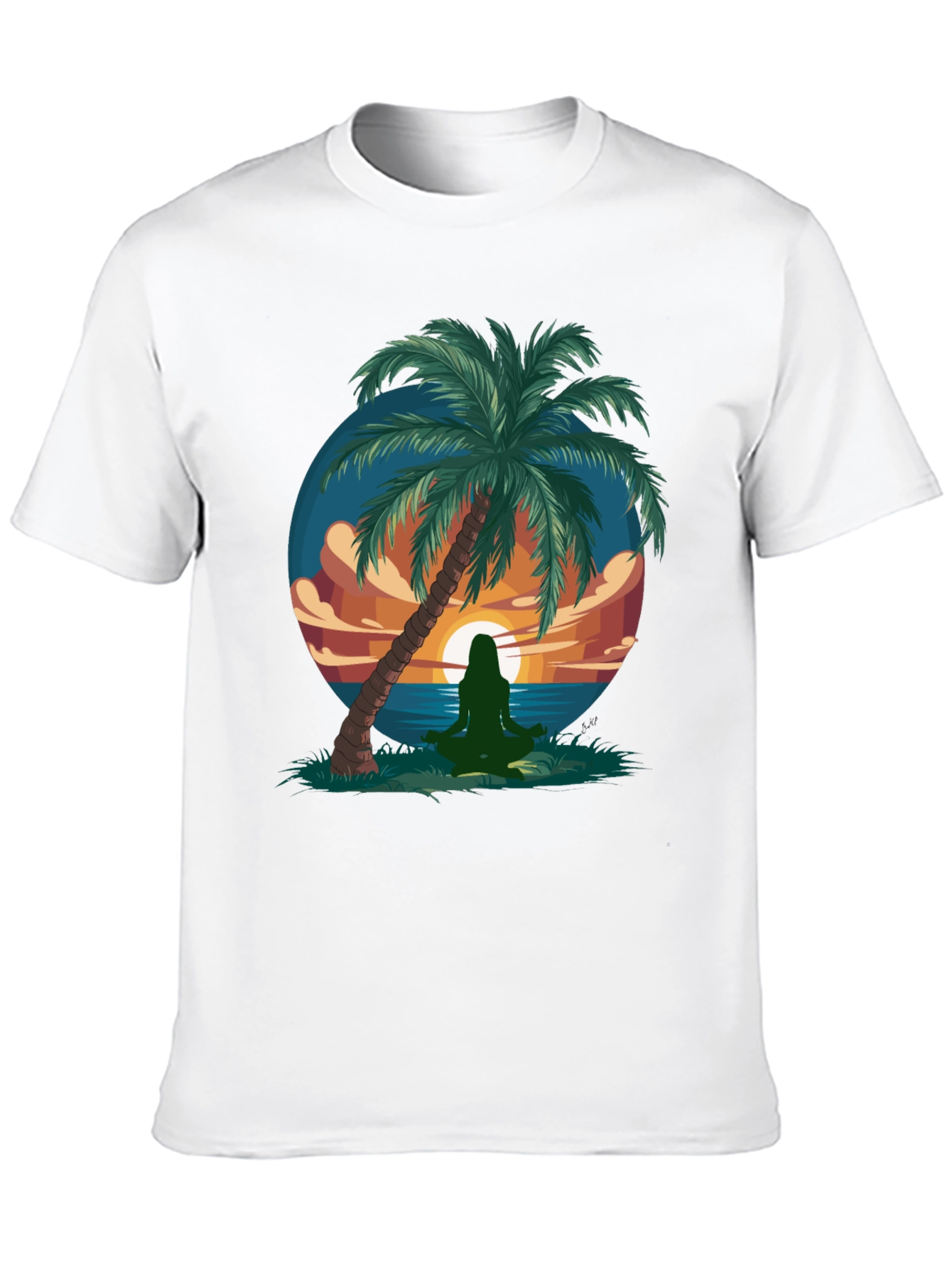 Meditative Beach Scene Graphic T-Shirt