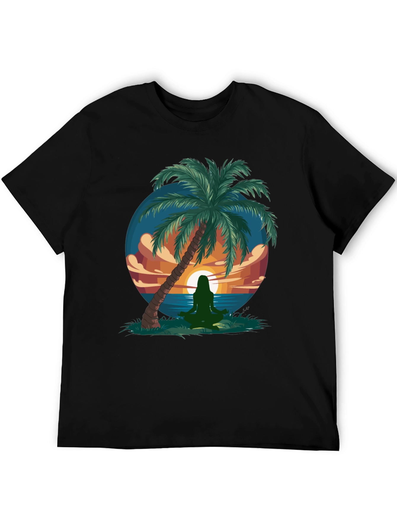 Meditative Beach Scene Graphic T-Shirt