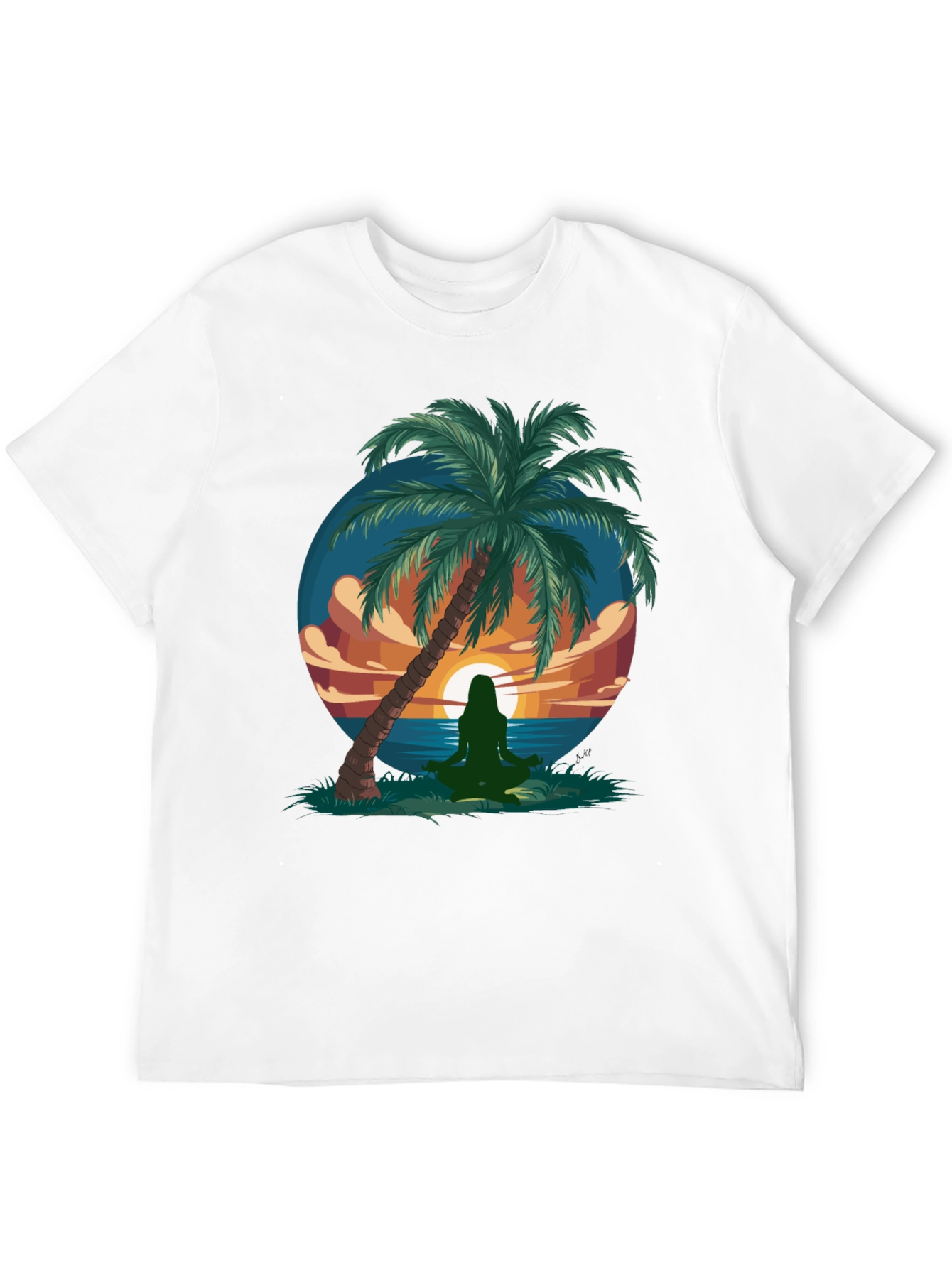 Meditative Beach Scene Graphic T-Shirt