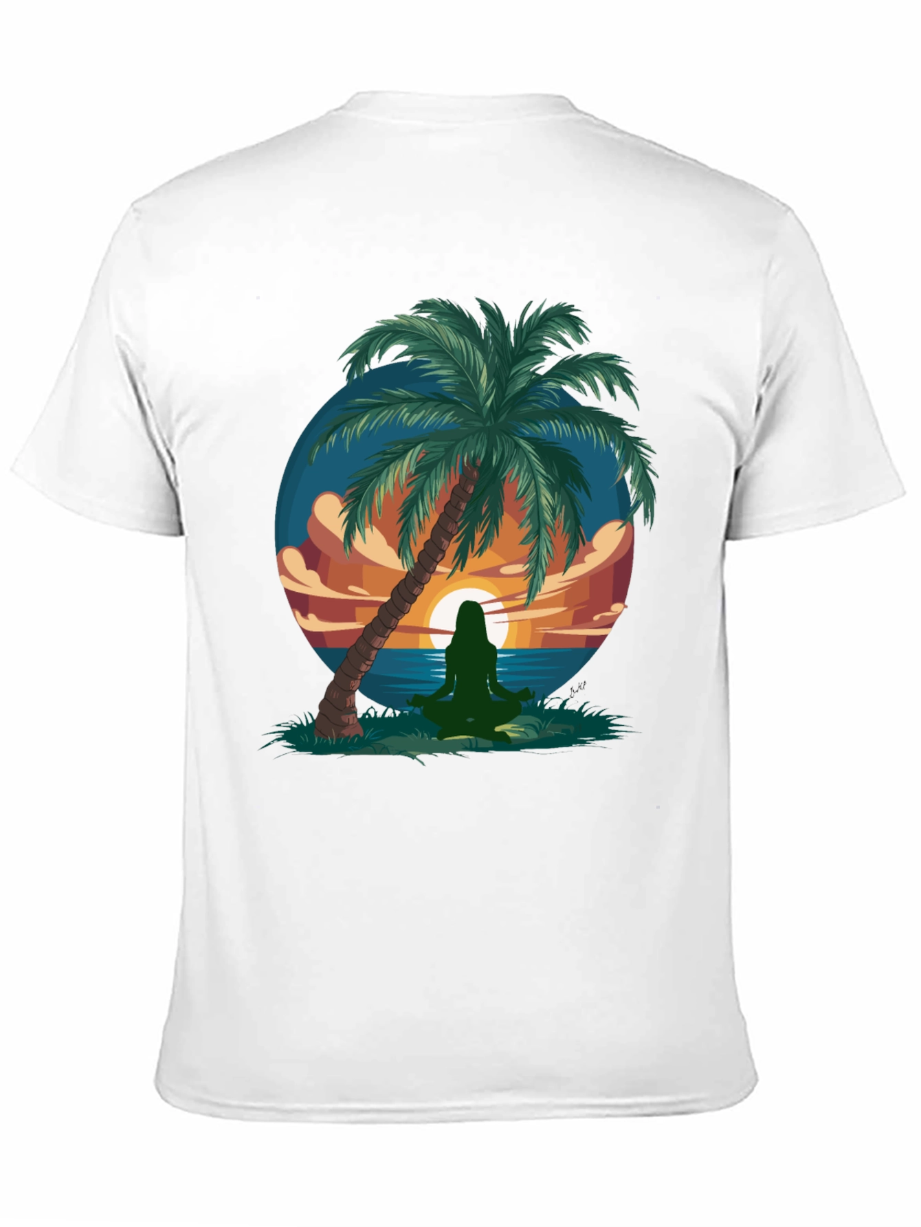 Meditative Beach Scene Graphic T-Shirt