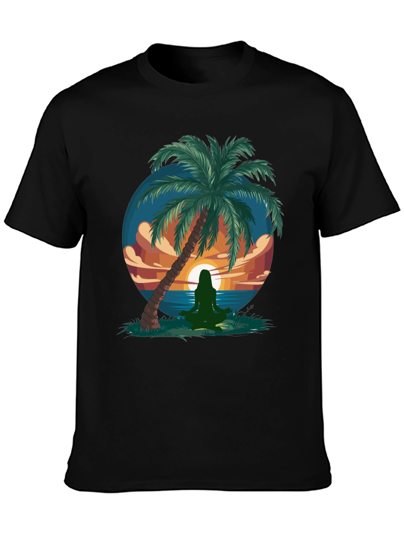 Meditative Beach Scene Graphic T-Shirt