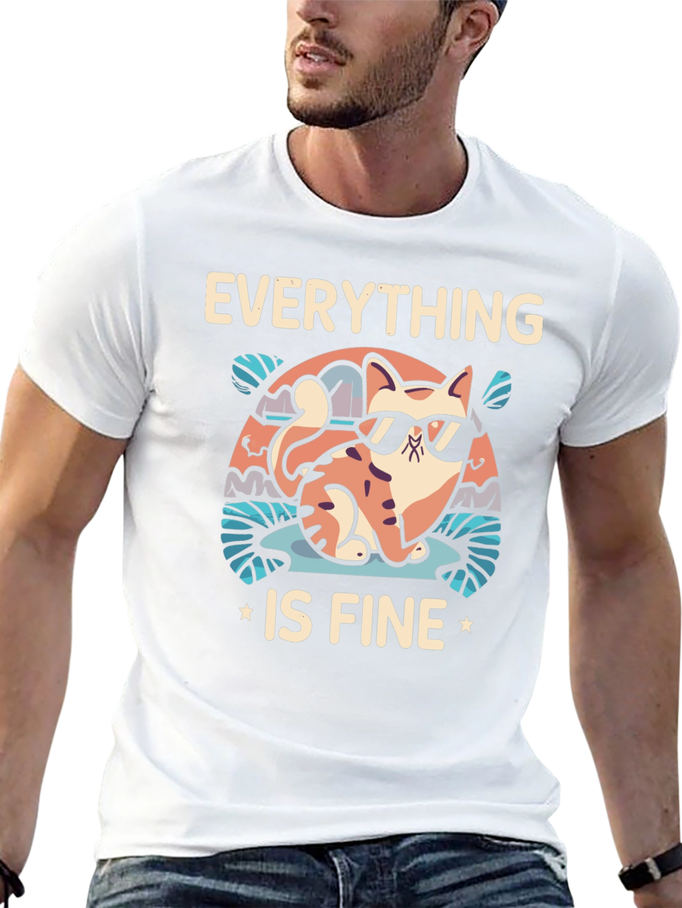 Everything Is Fine Cat T-Shirt