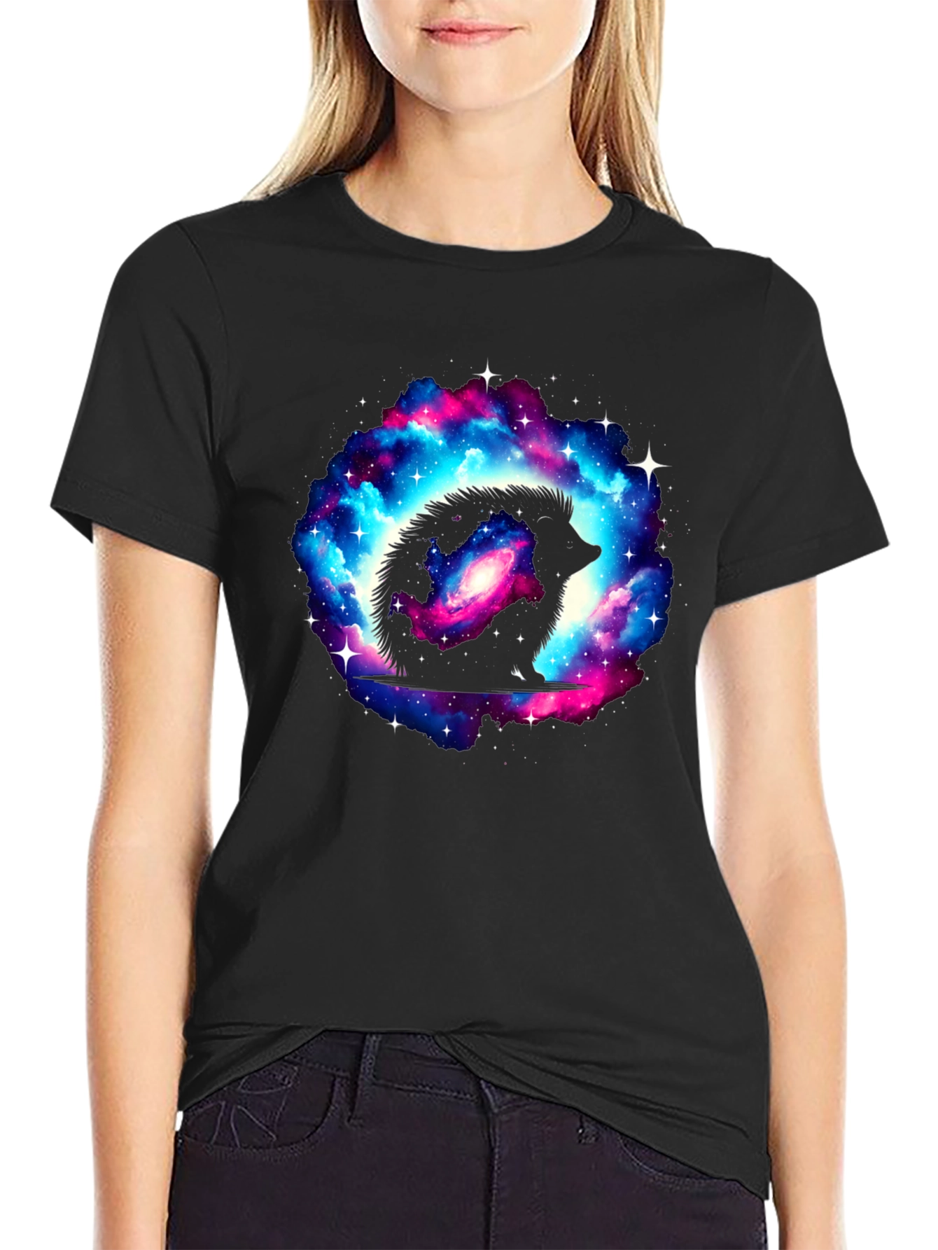 Galaxy Hedgehog Black T-Shirt