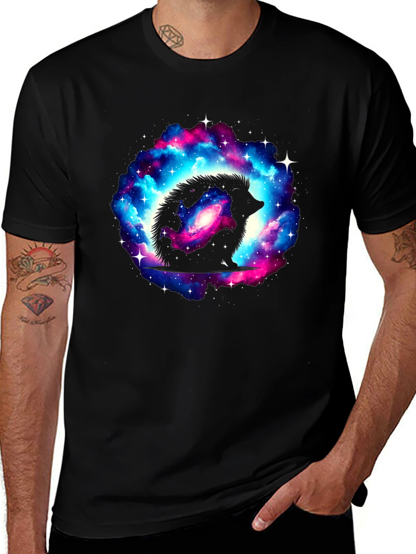 Galaxy Hedgehog Black T-Shirt