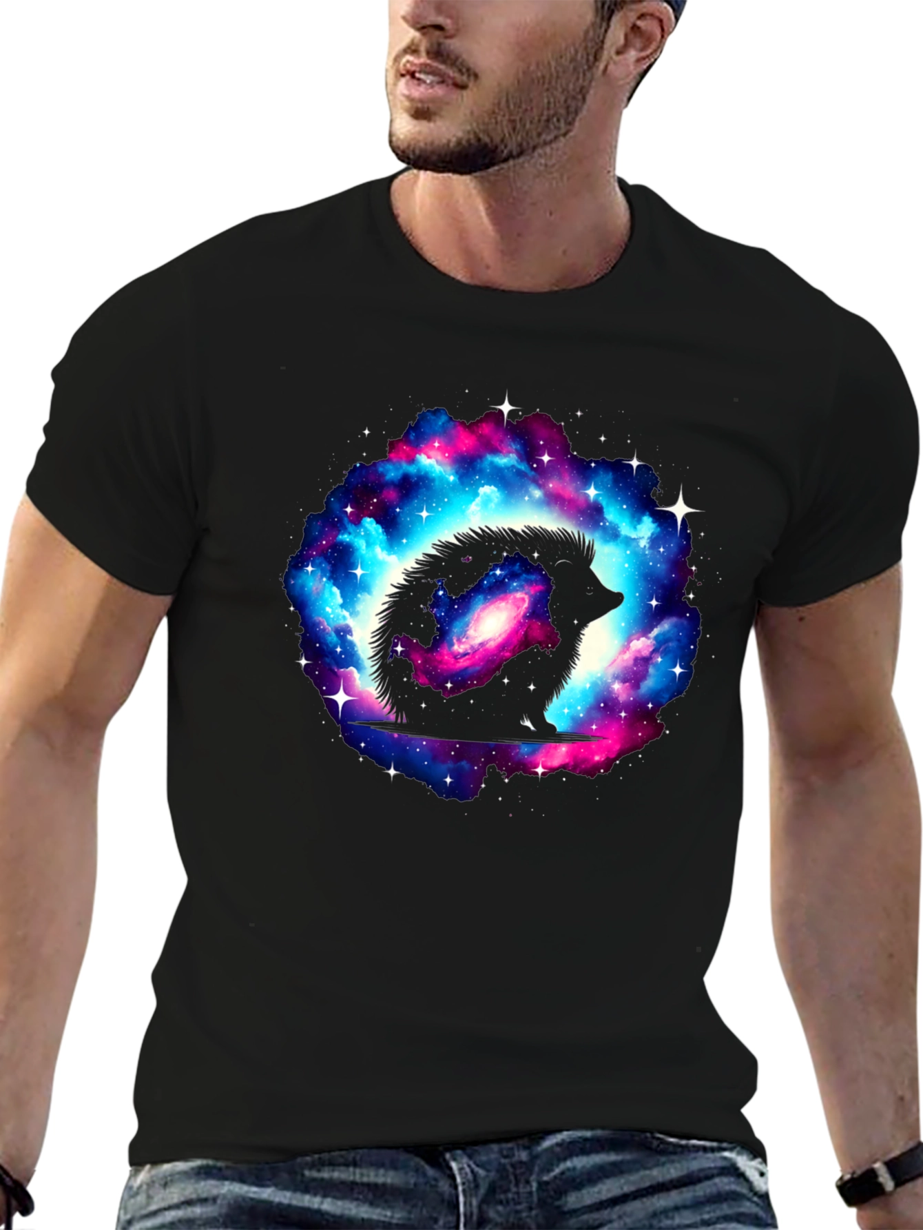 Galaxy Hedgehog Black T-Shirt