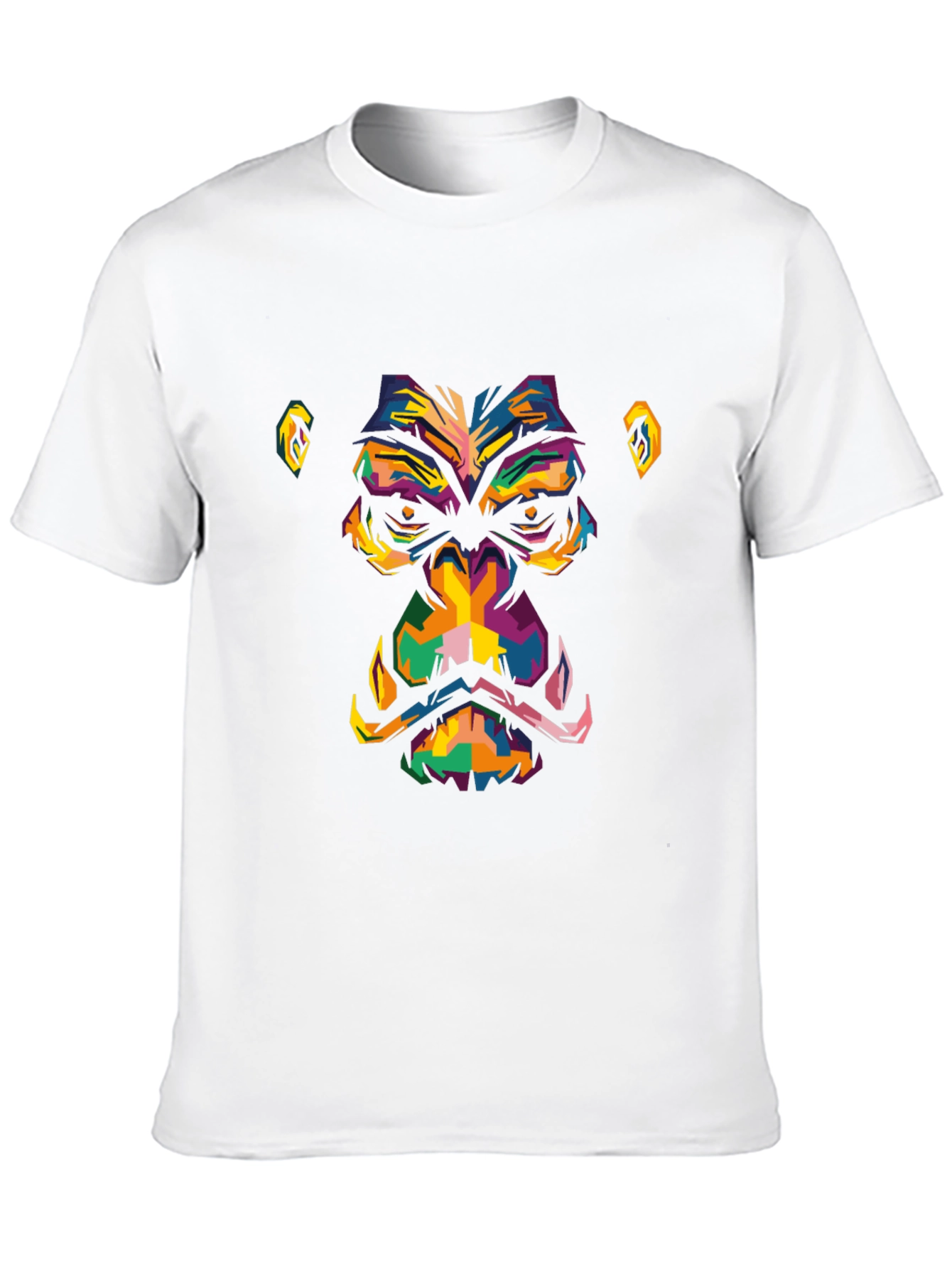 Abstract Gorilla Face Graphic Black T-Shirt