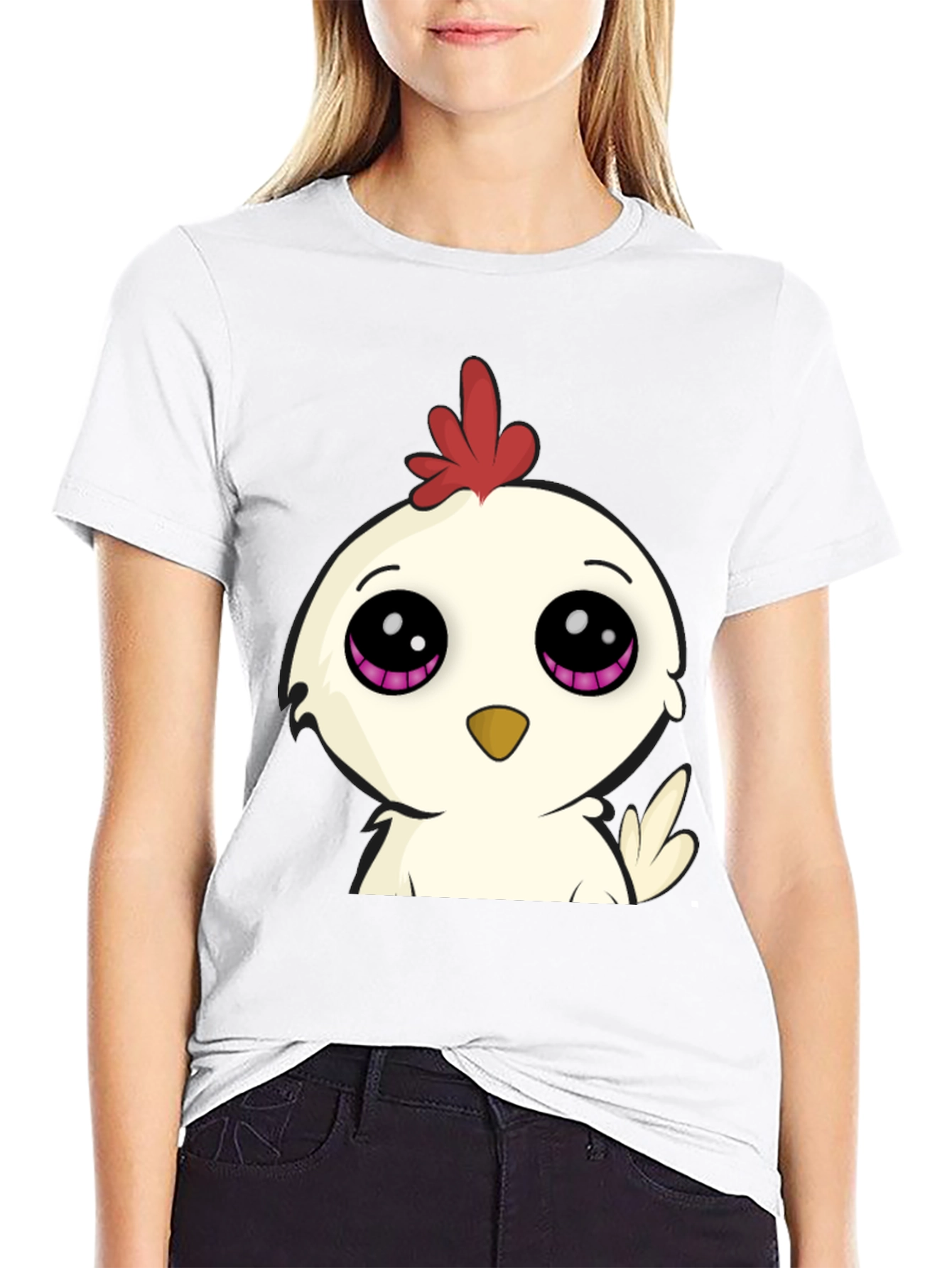 Cute Cartoon Chicken Graphic T-Shirt