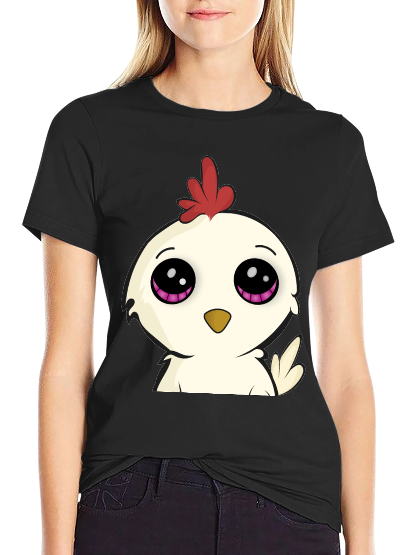 Cute Cartoon Chicken Graphic T-Shirt