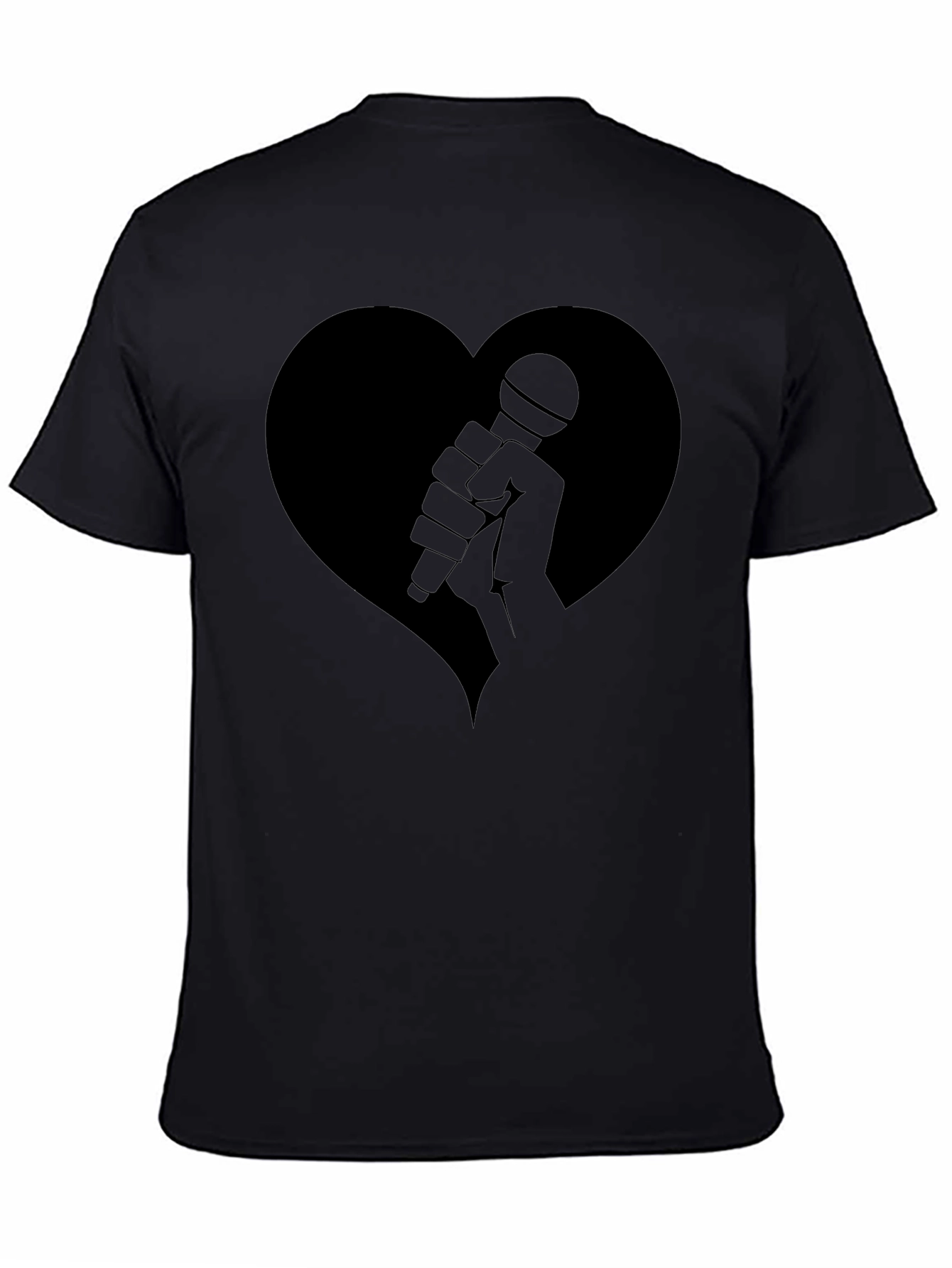 Heart Mic Graphic Tee - Black Casual T-Shirt