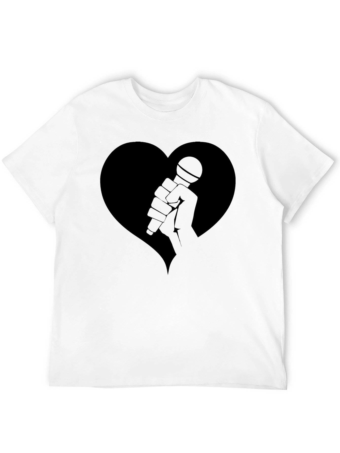 Heart Mic Graphic Tee - Black Casual T-Shirt