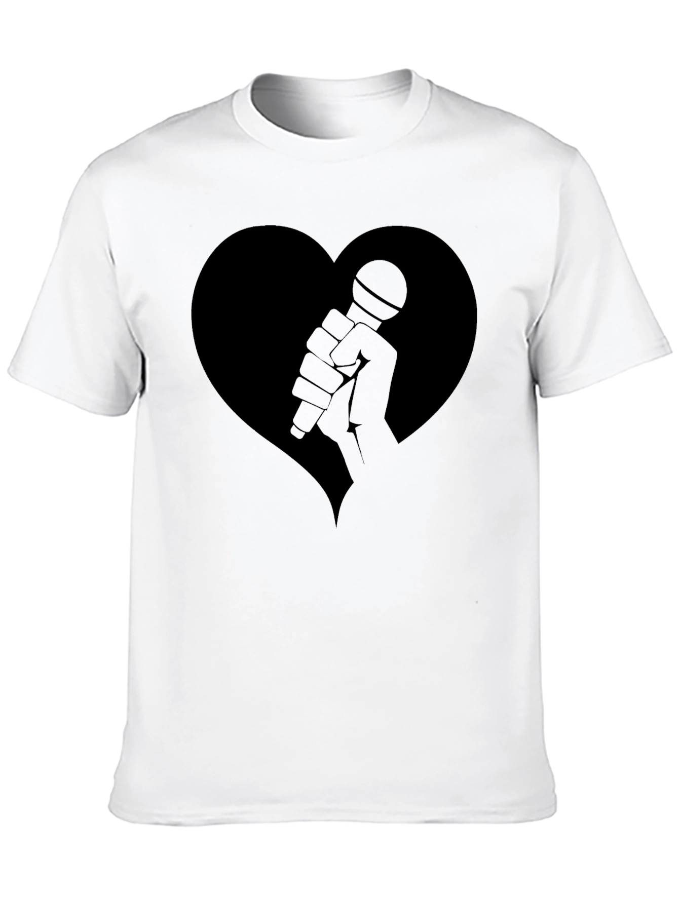 Heart Mic Graphic Tee - Black Casual T-Shirt