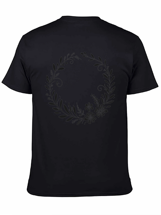 Floral Wreath Graphic Black T-Shirt