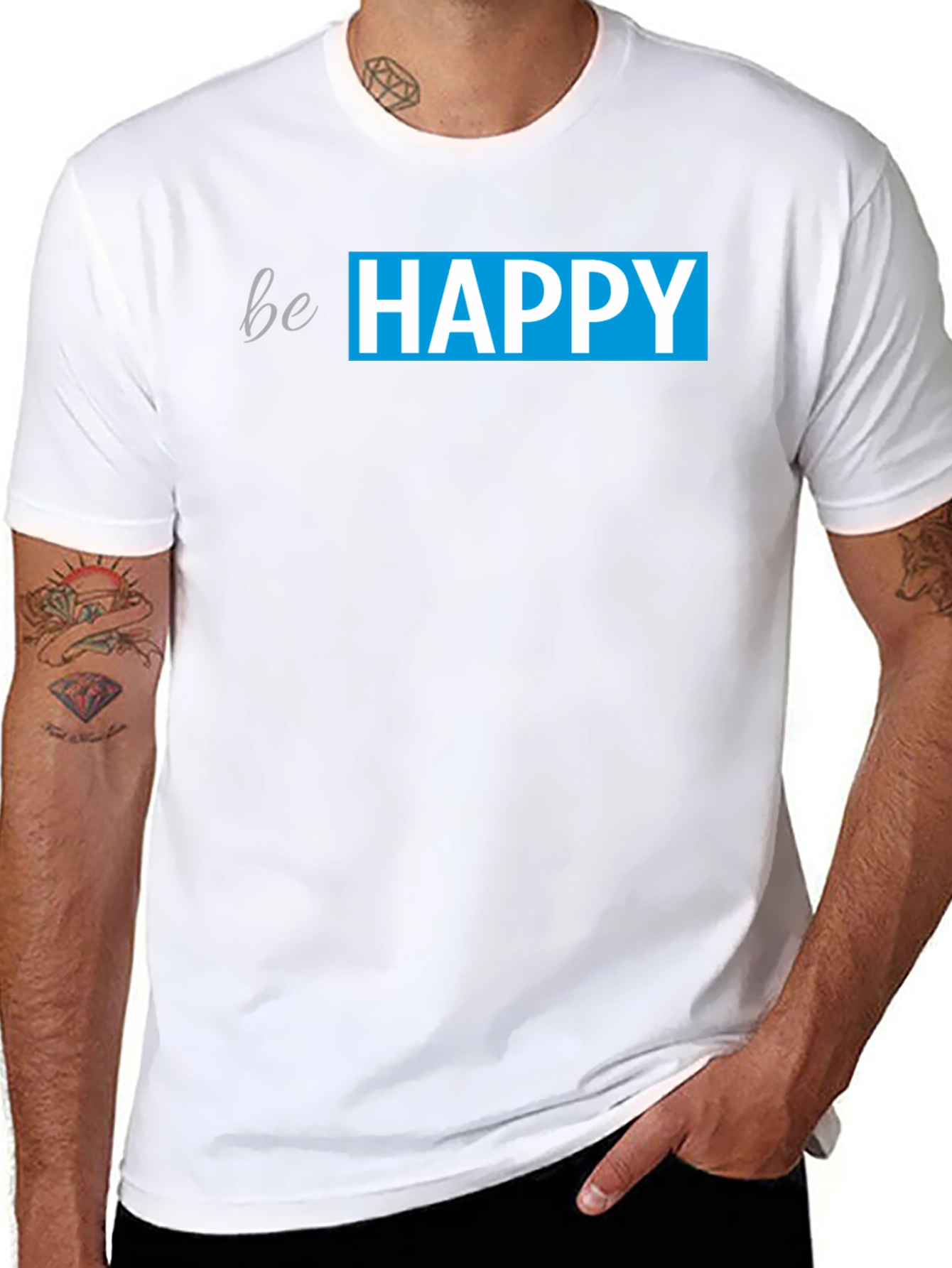 Be Happy Black T-Shirt - Positive Vibes Apparel