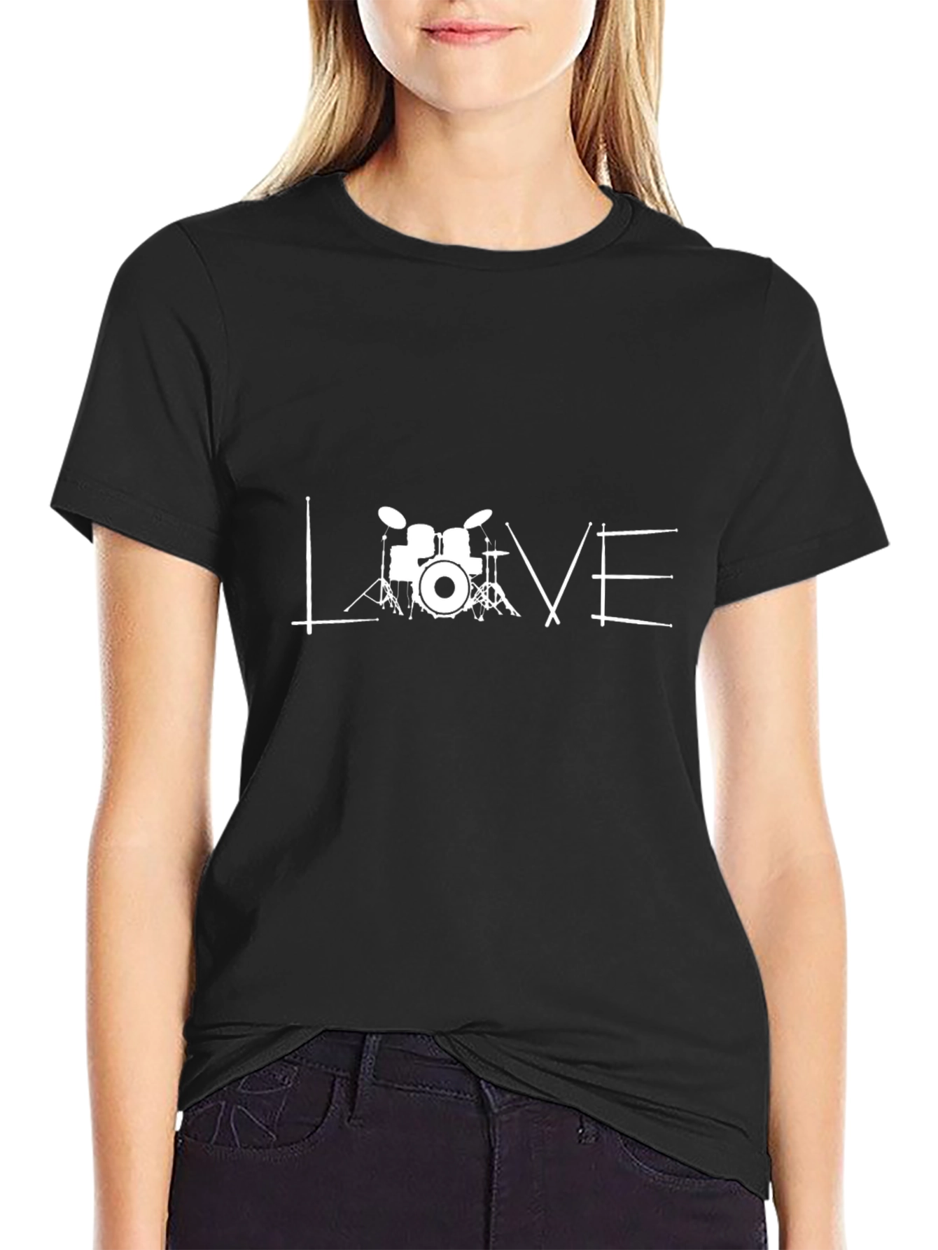 Love Drums Black T-Shirt - Music Lover Tee