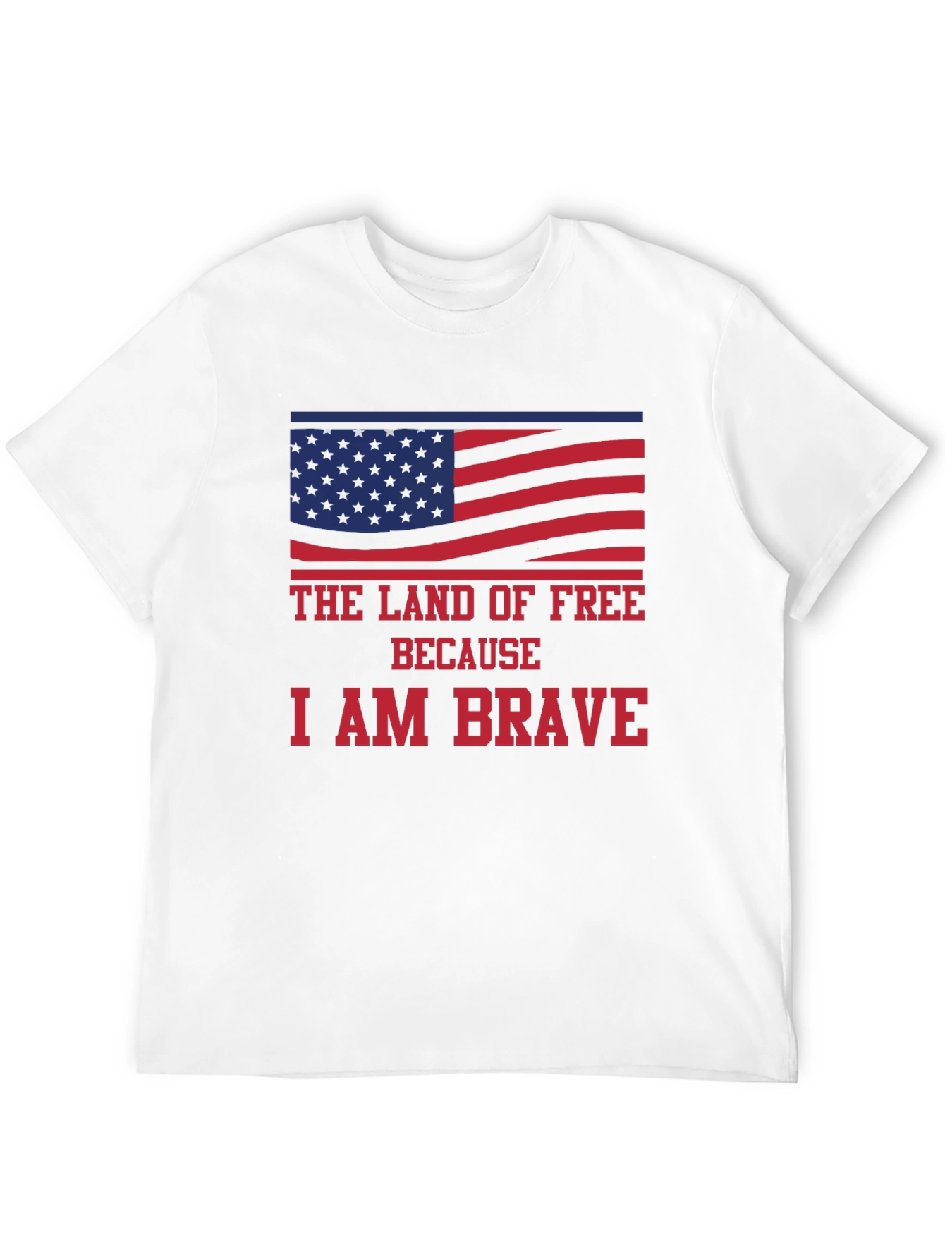 Land of Free Brave American Flag Graphic T-Shirt