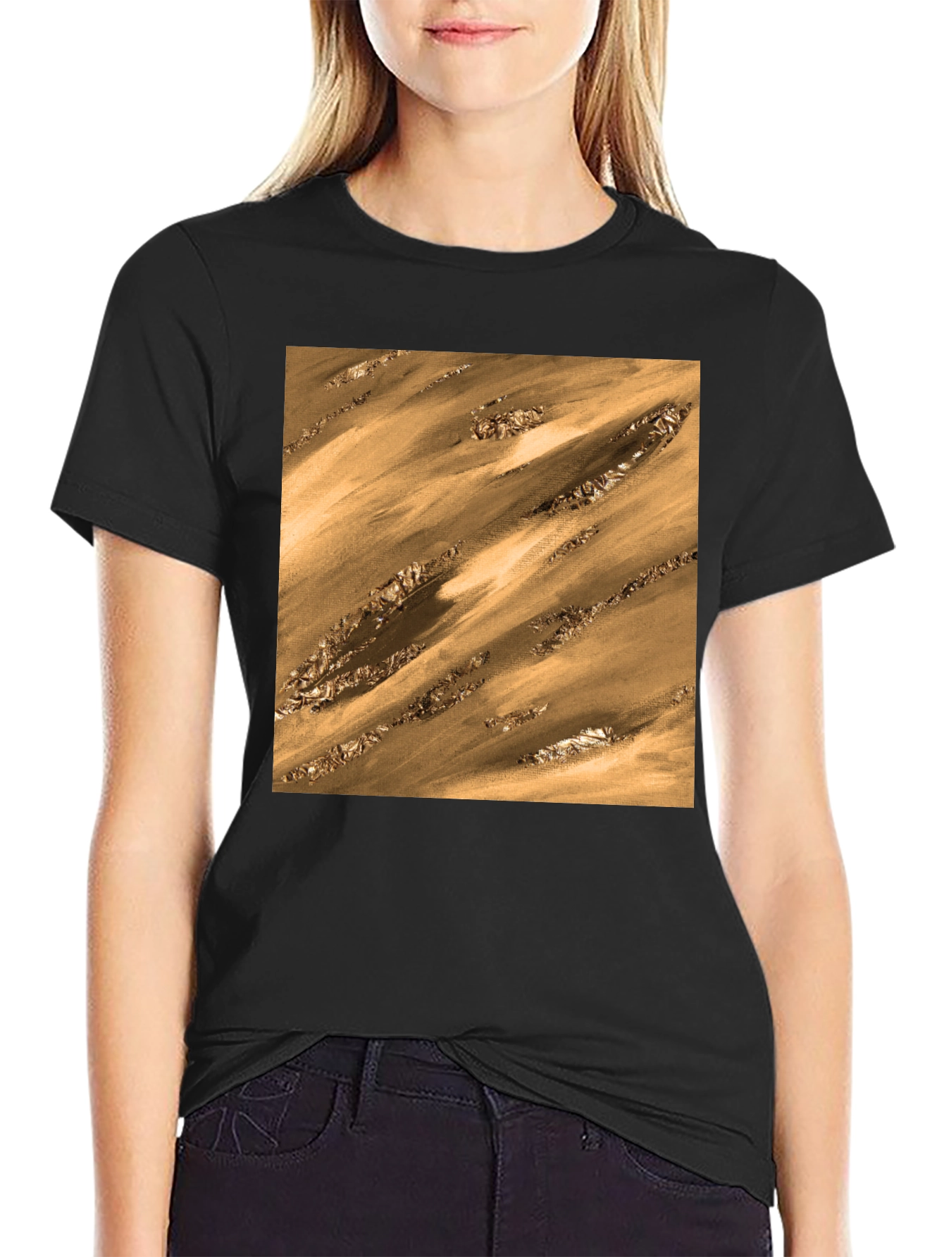 Abstract Gold Pattern T-Shirt - Modern Artistic Tee