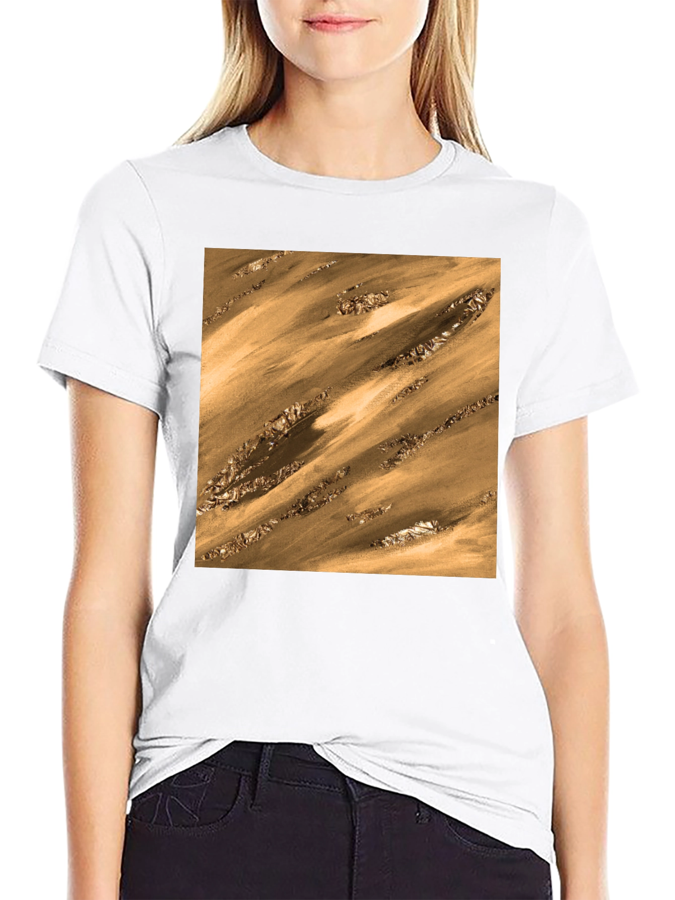 Abstract Gold Pattern T-Shirt - Modern Artistic Tee