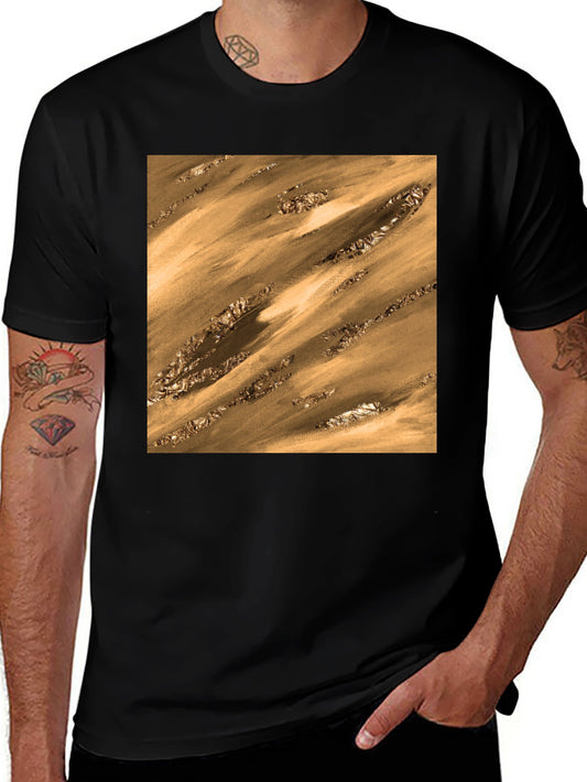 Abstract Gold Pattern T-Shirt - Modern Artistic Tee