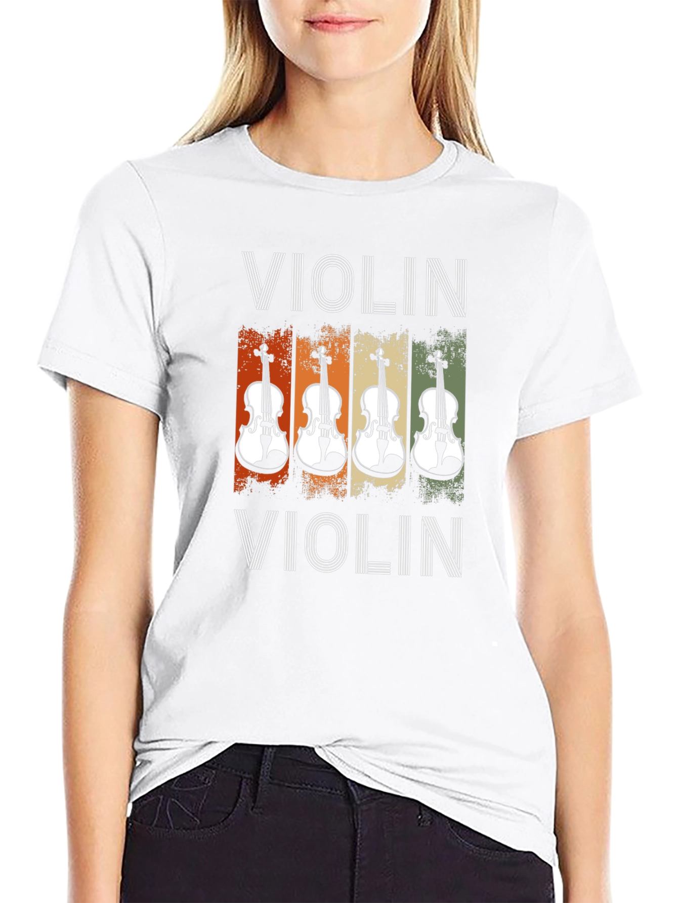 Retro Violin T-Shirt - Musical Instrument Tee