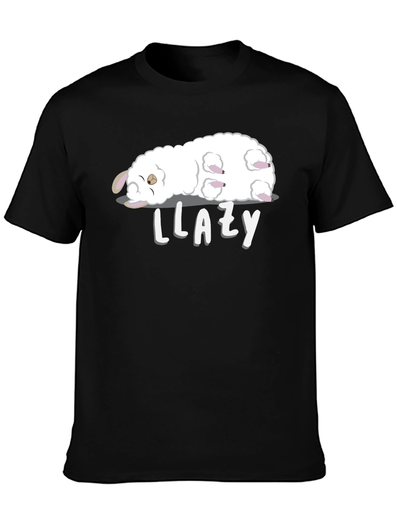 Llazy Llama Black T-Shirt - Cute Cartoon Graphic Tee