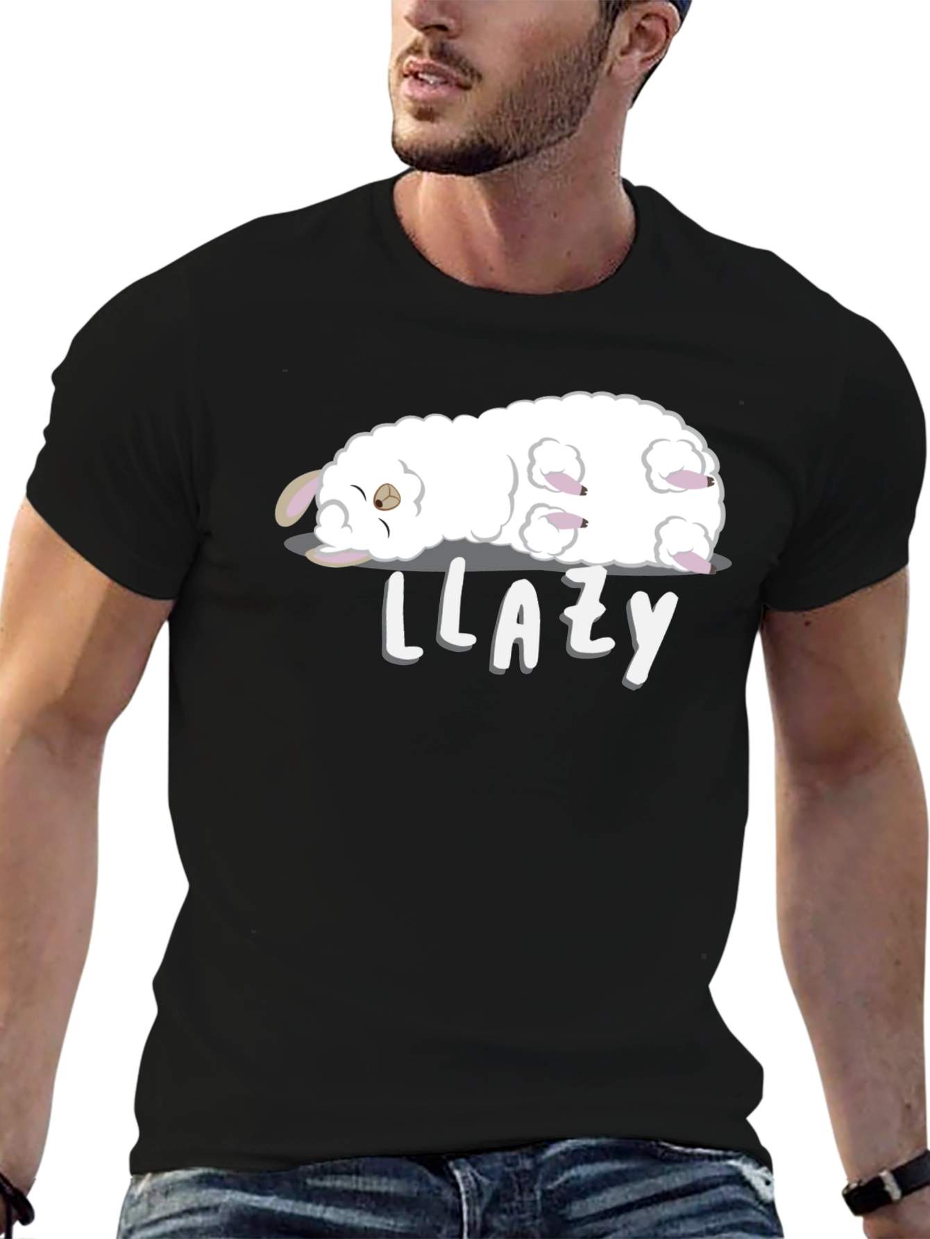 Llazy Llama Black T-Shirt - Cute Cartoon Graphic Tee