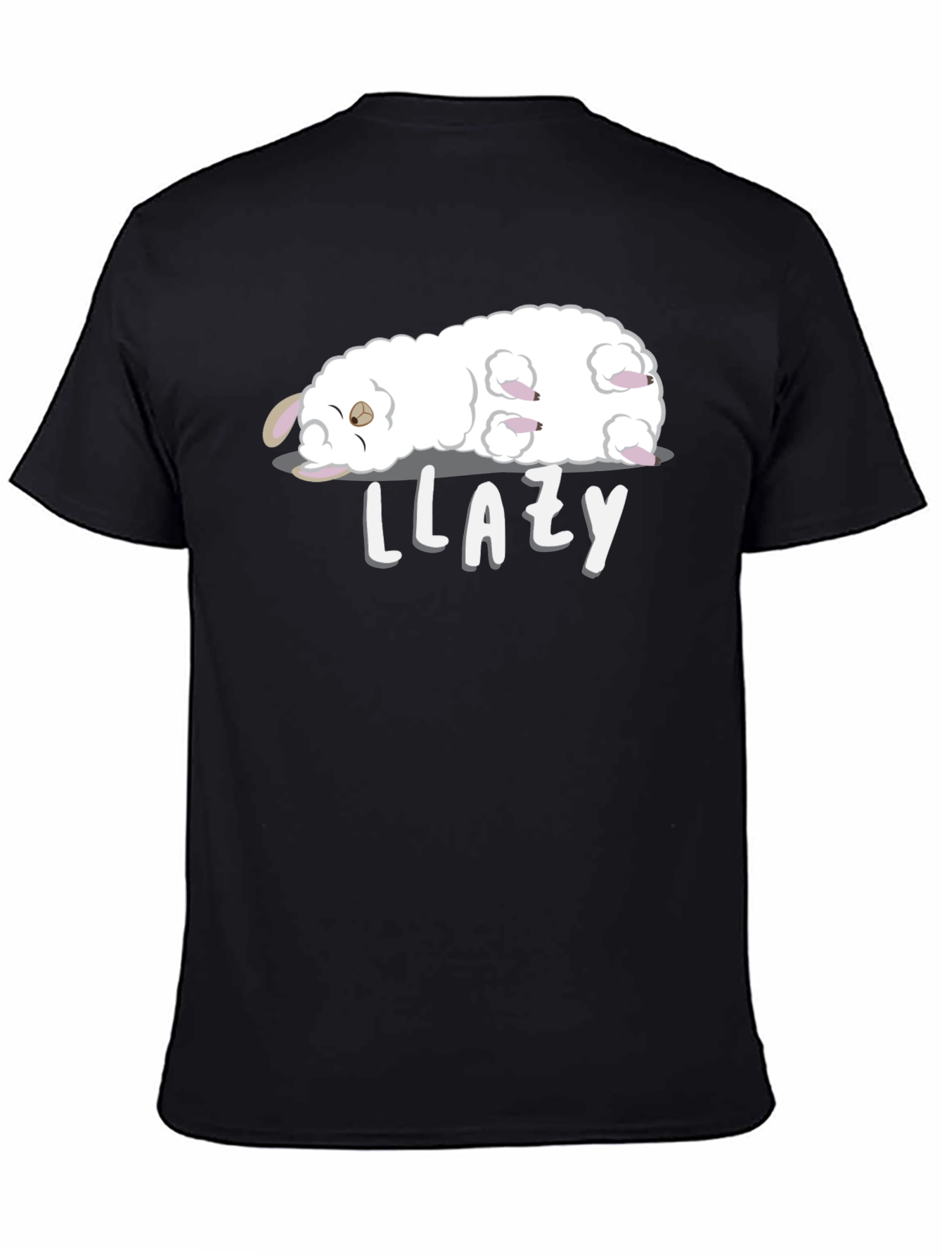 Llazy Llama Black T-Shirt - Cute Cartoon Graphic Tee