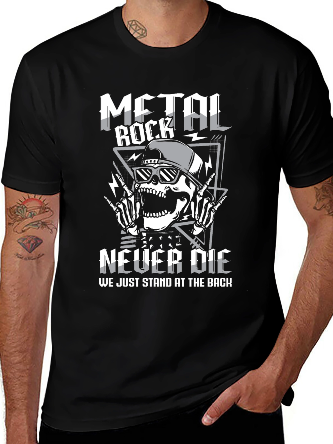 Metal Rock Never Die Graphic T-Shirt