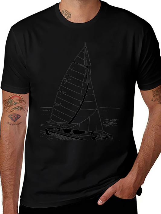 Black Sailboat Graphic T-Shirt