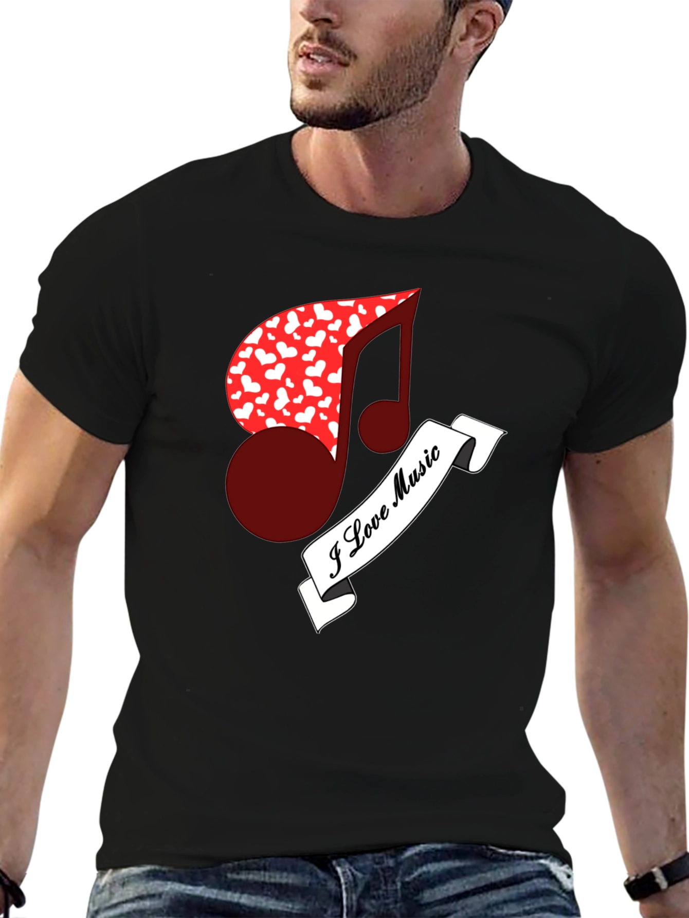 I Love Music Tee - Heart Note Graphic