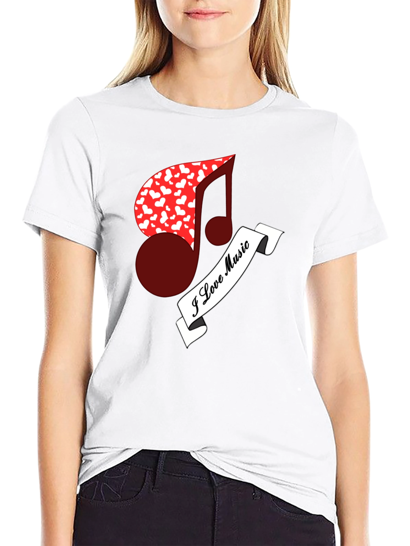 I Love Music Tee - Heart Note Graphic