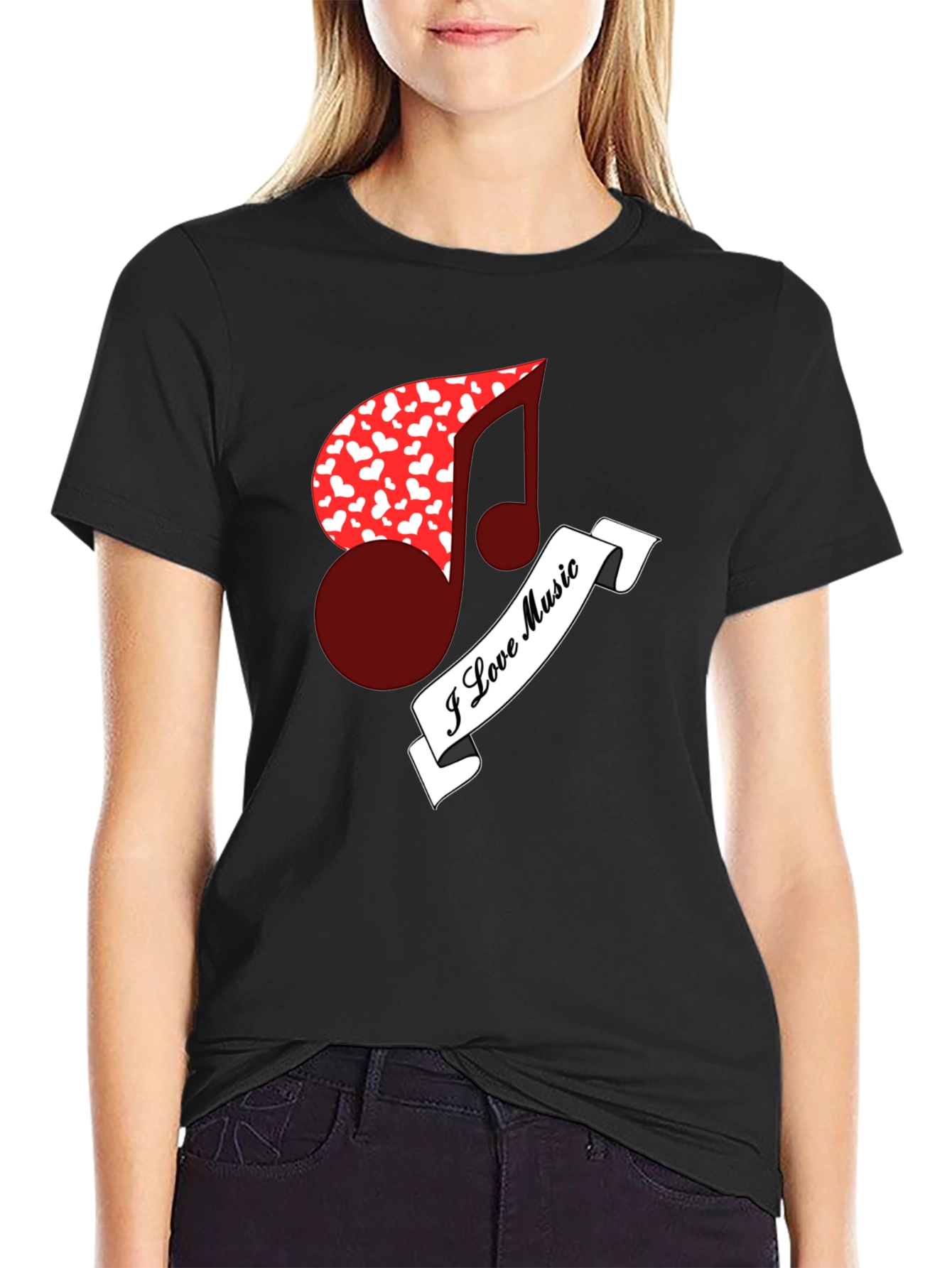 I Love Music Tee - Heart Note Graphic