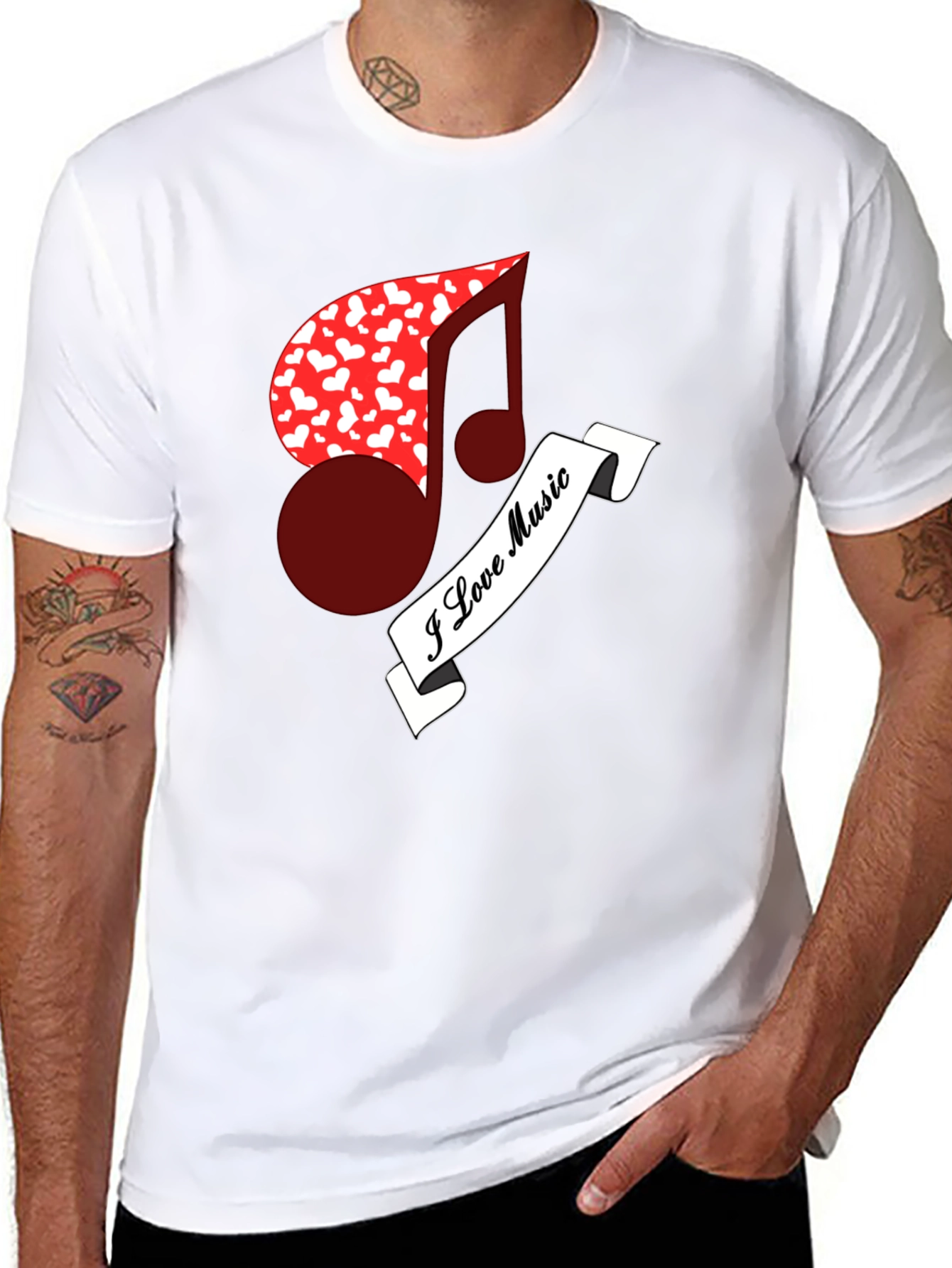 I Love Music Tee - Heart Note Graphic