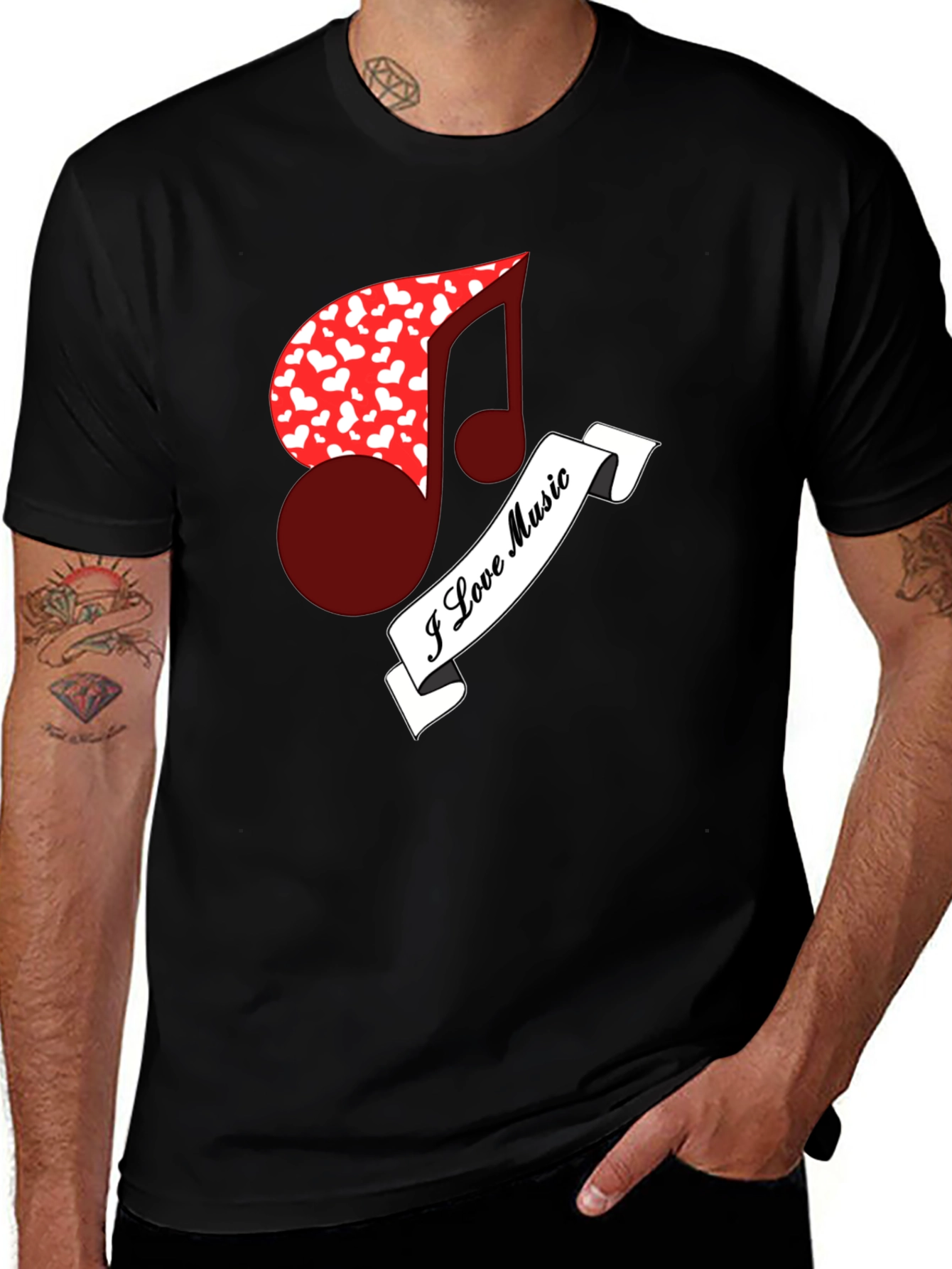 I Love Music Tee - Heart Note Graphic