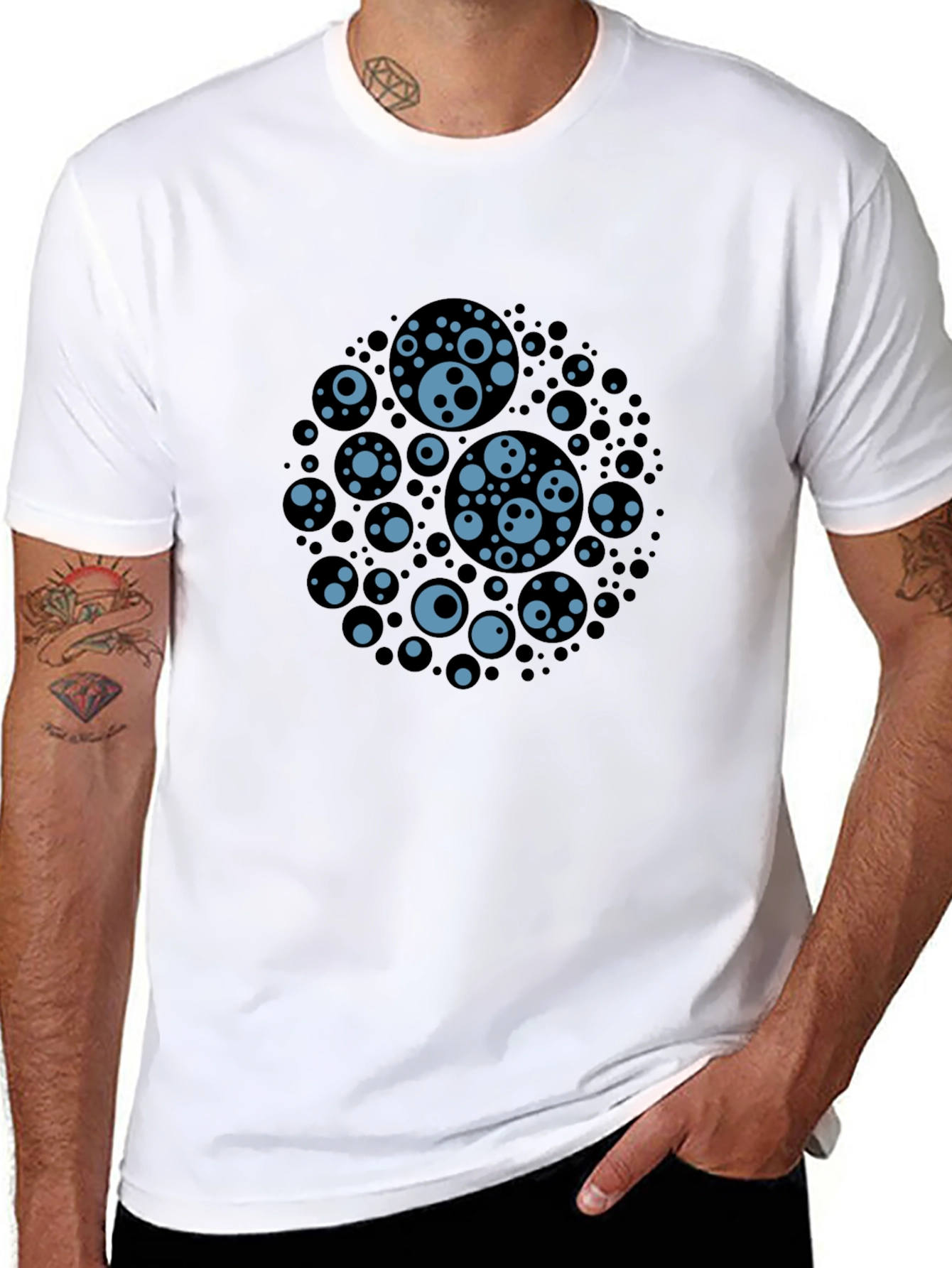 Abstract Circle Print Black T-Shirt