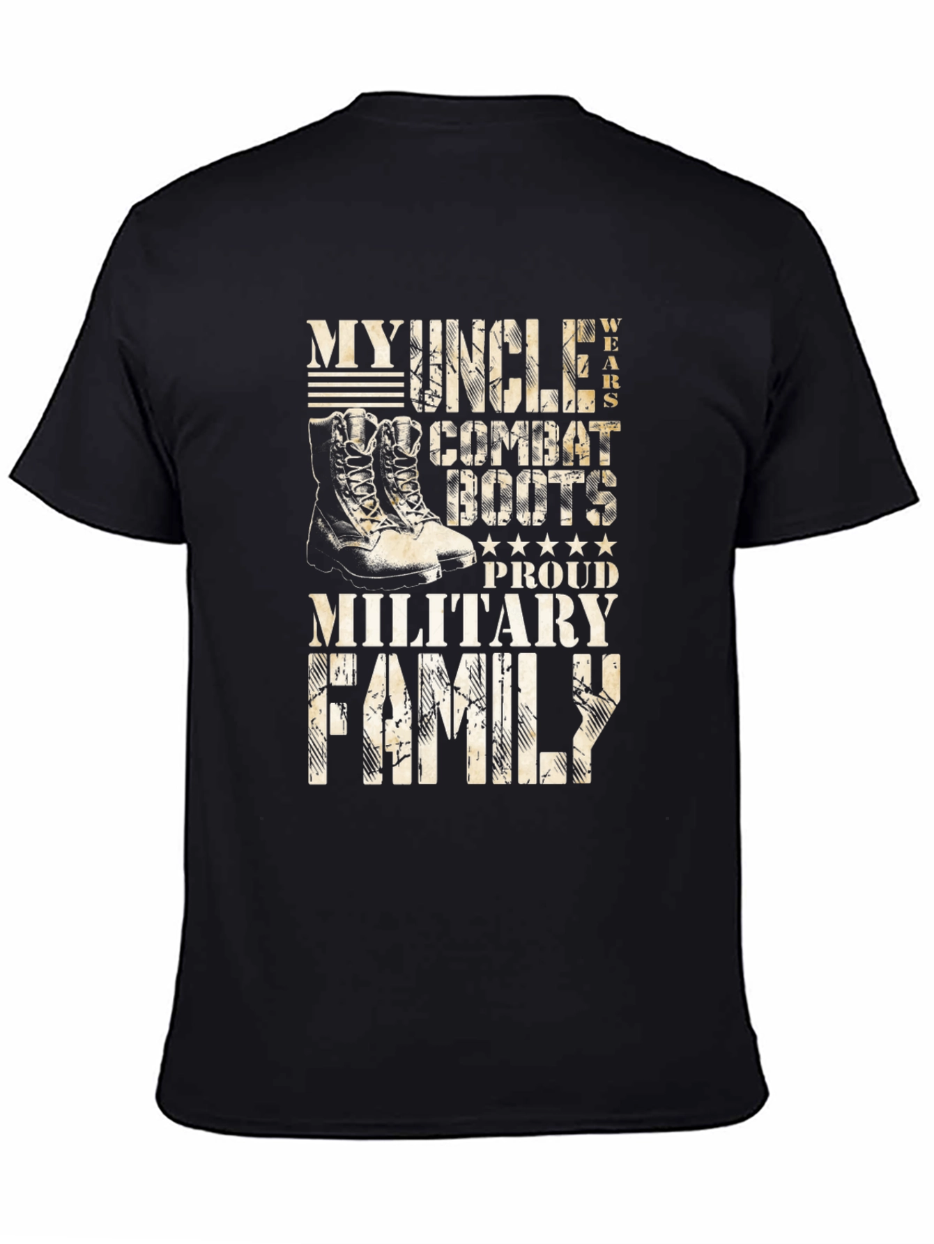 Military Family Proud Uncle Combat Boots Graphic T-Shirt