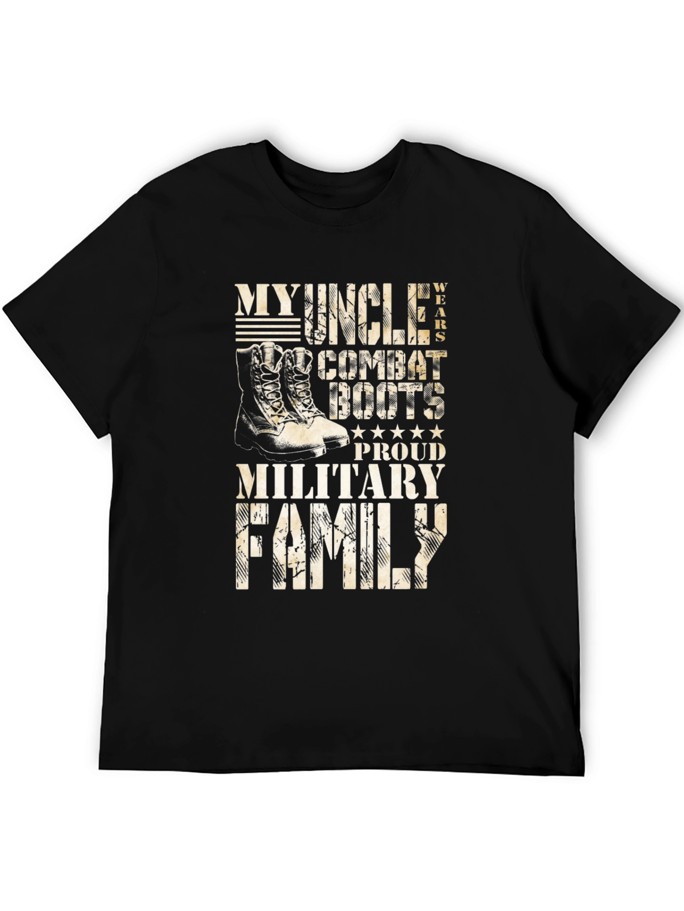 Military Family Proud Uncle Combat Boots Graphic T-Shirt