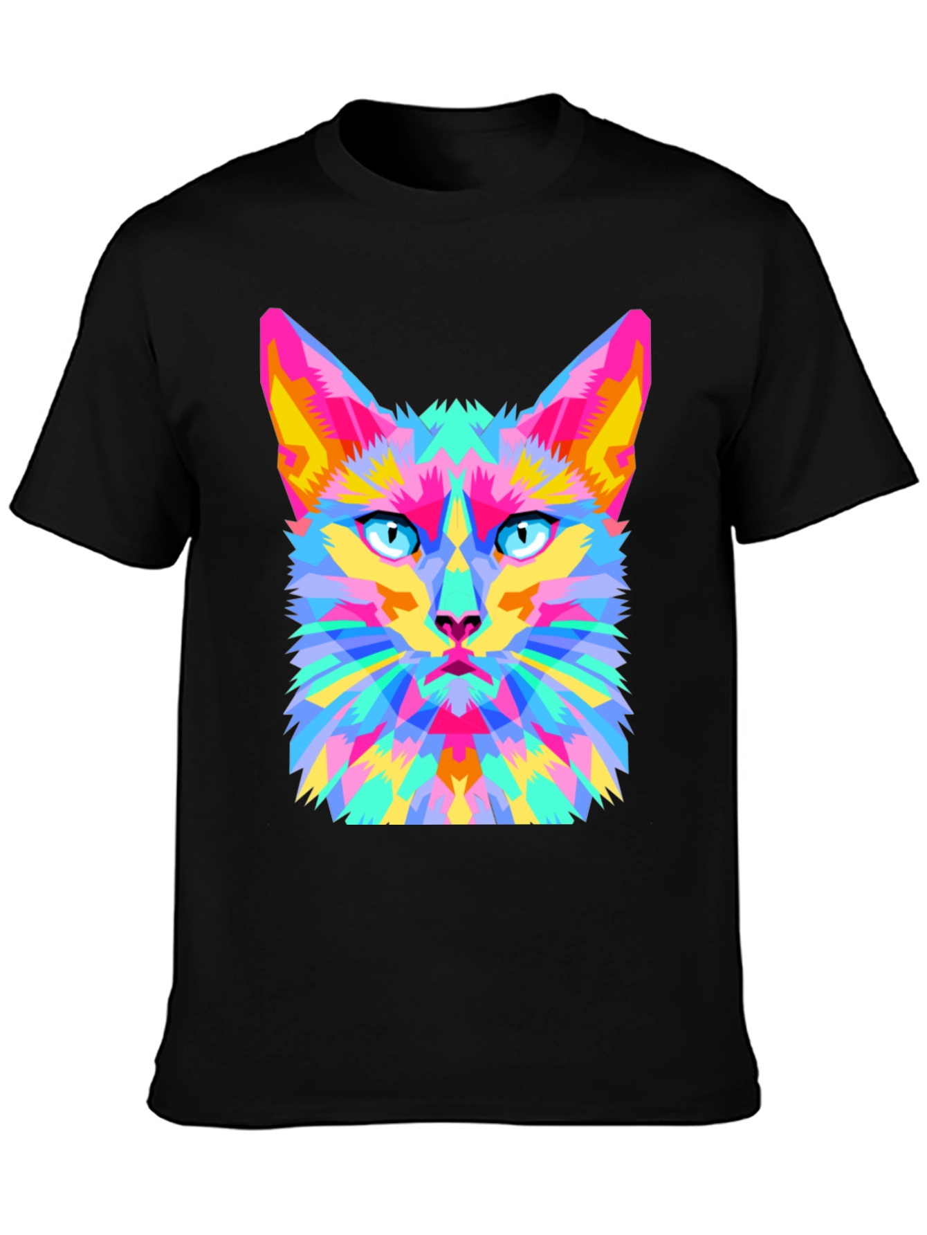 Geometric Cat Graphic Tee - Stylish & Unique
