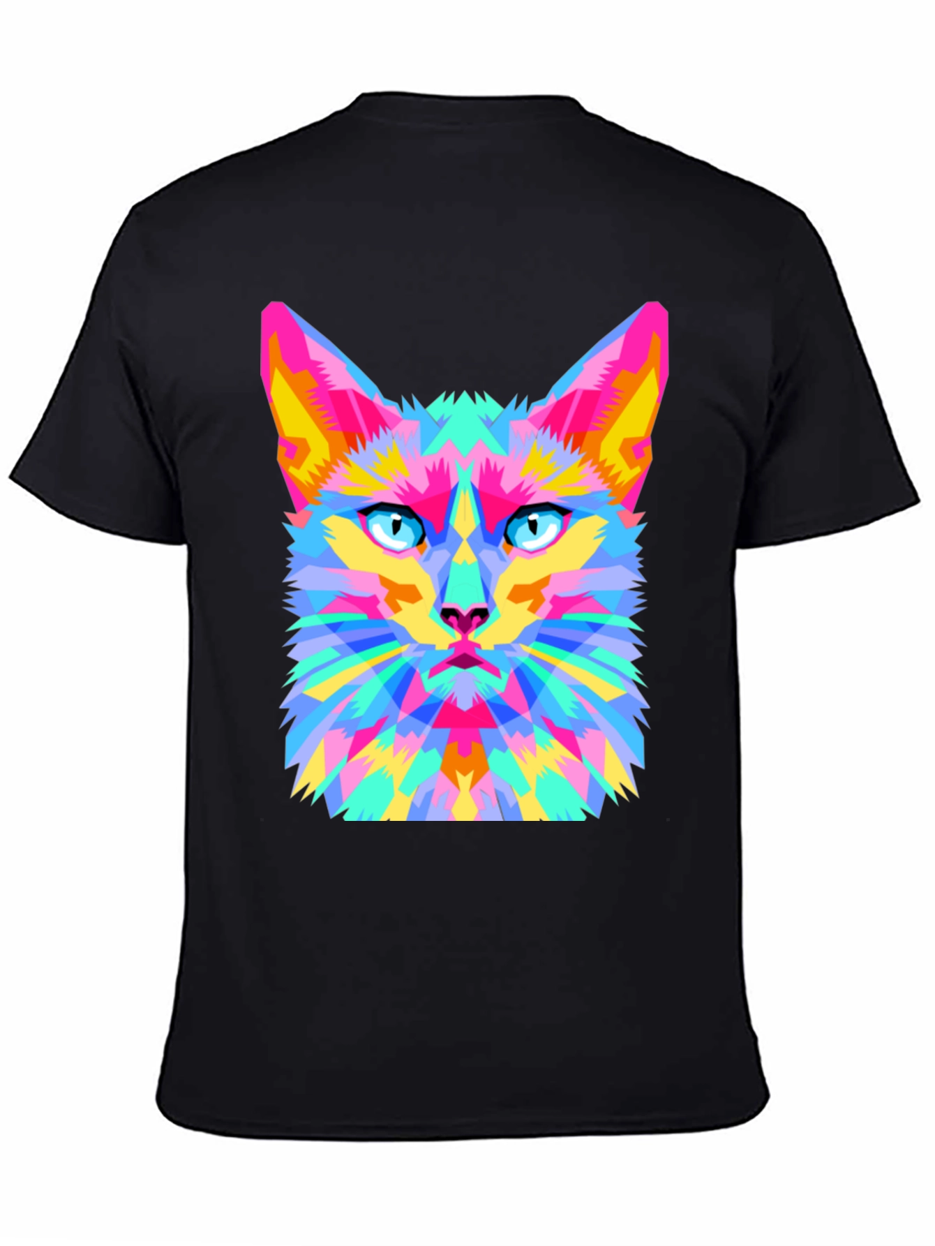 Geometric Cat Graphic Tee - Stylish & Unique