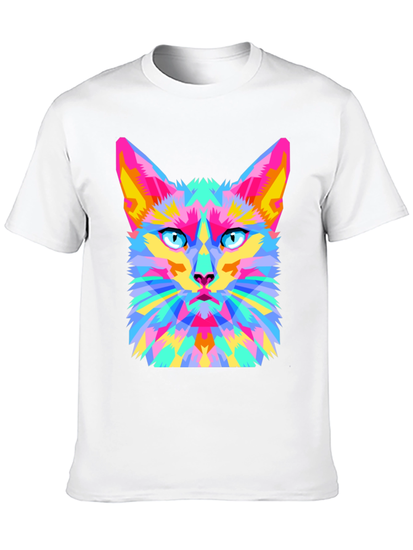 Geometric Cat Graphic Tee - Stylish & Unique