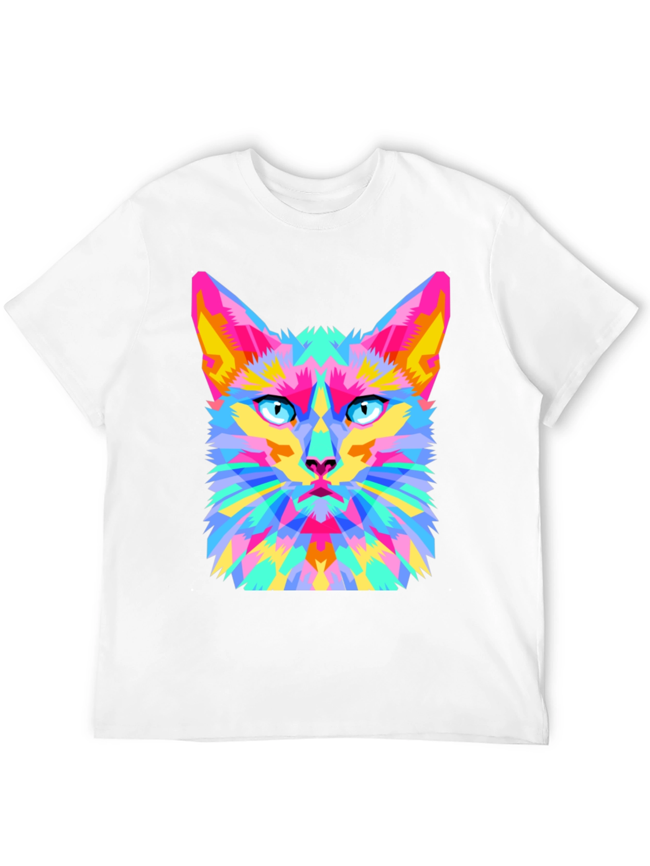 Geometric Cat Graphic Tee - Stylish & Unique