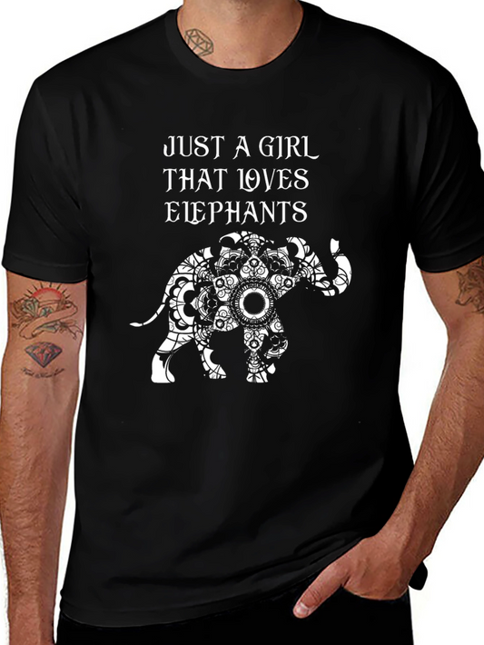 Elephant Lover Graphic Tee - Just a Girl That Loves Elephants T-Shirt